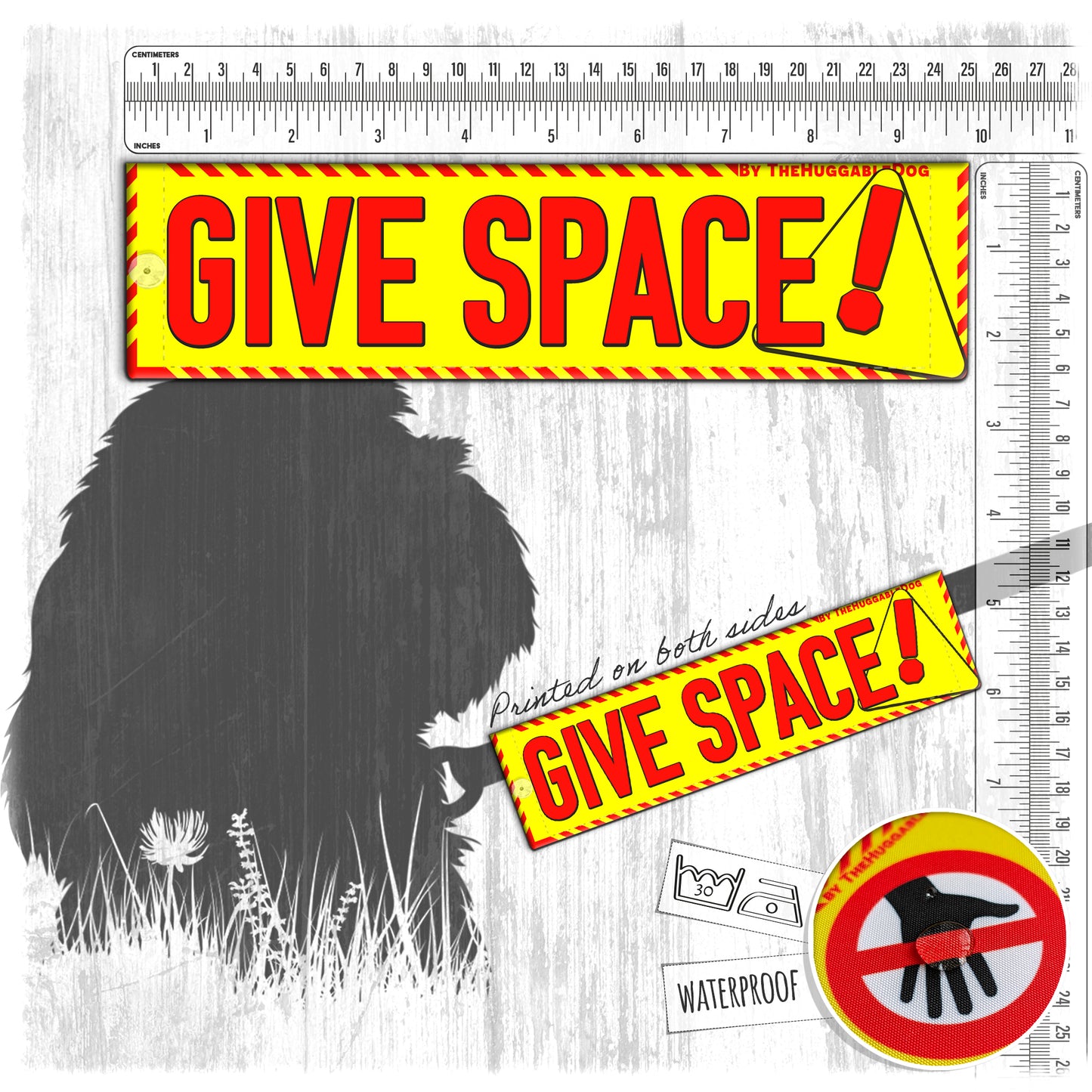 06-"GIVE SPACE!". Warning leash sleeves for dogs.
