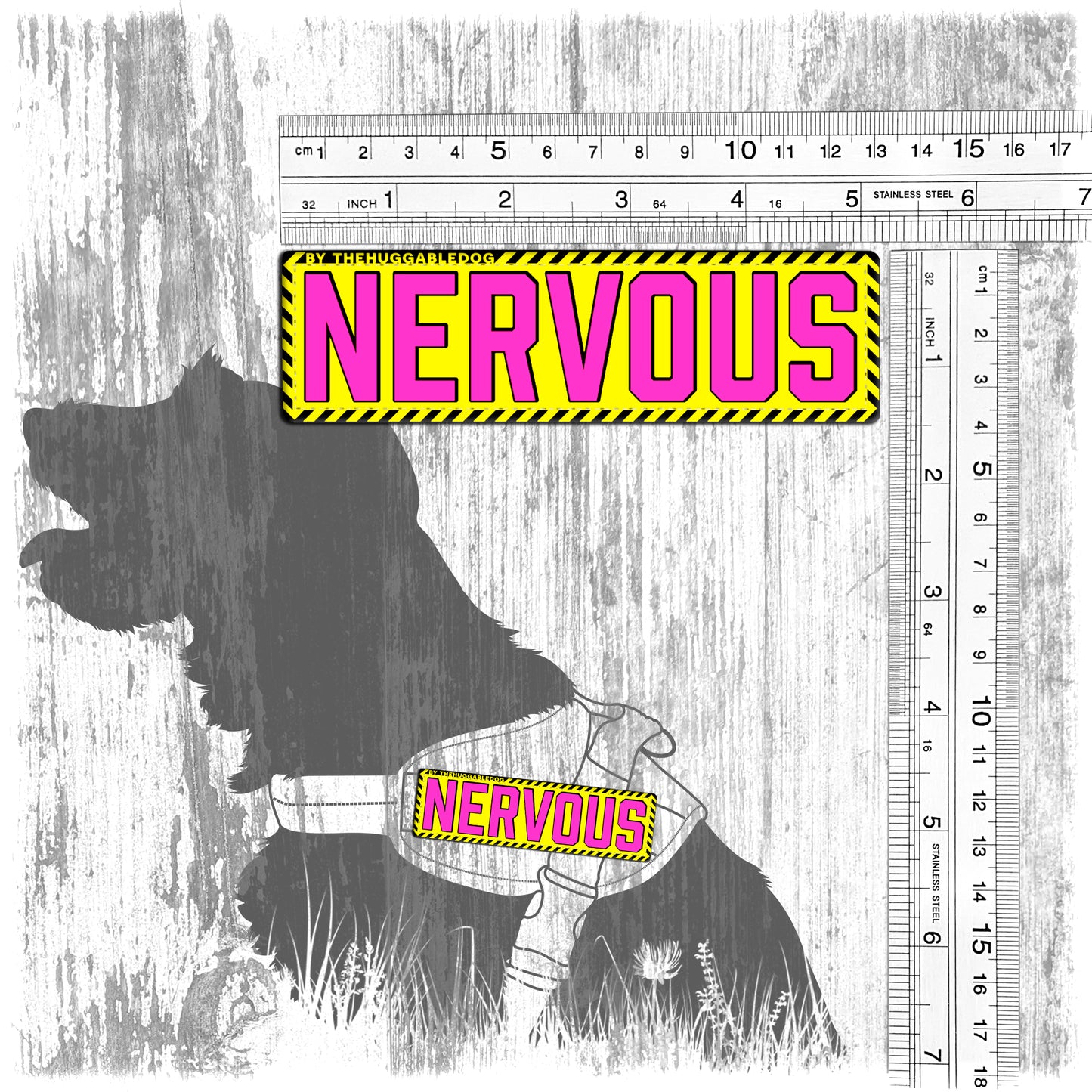 "NERVOUS". Patches for dog harnesses. Supplied as a SINGLE item so you can mix and match.