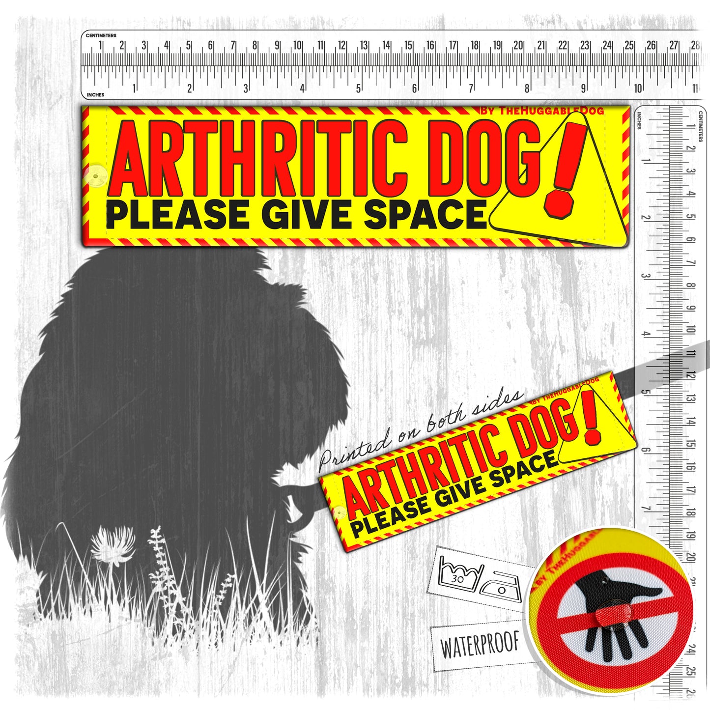 29-"ARTHRITIC Dog, please give space". Warning leash sleeves.