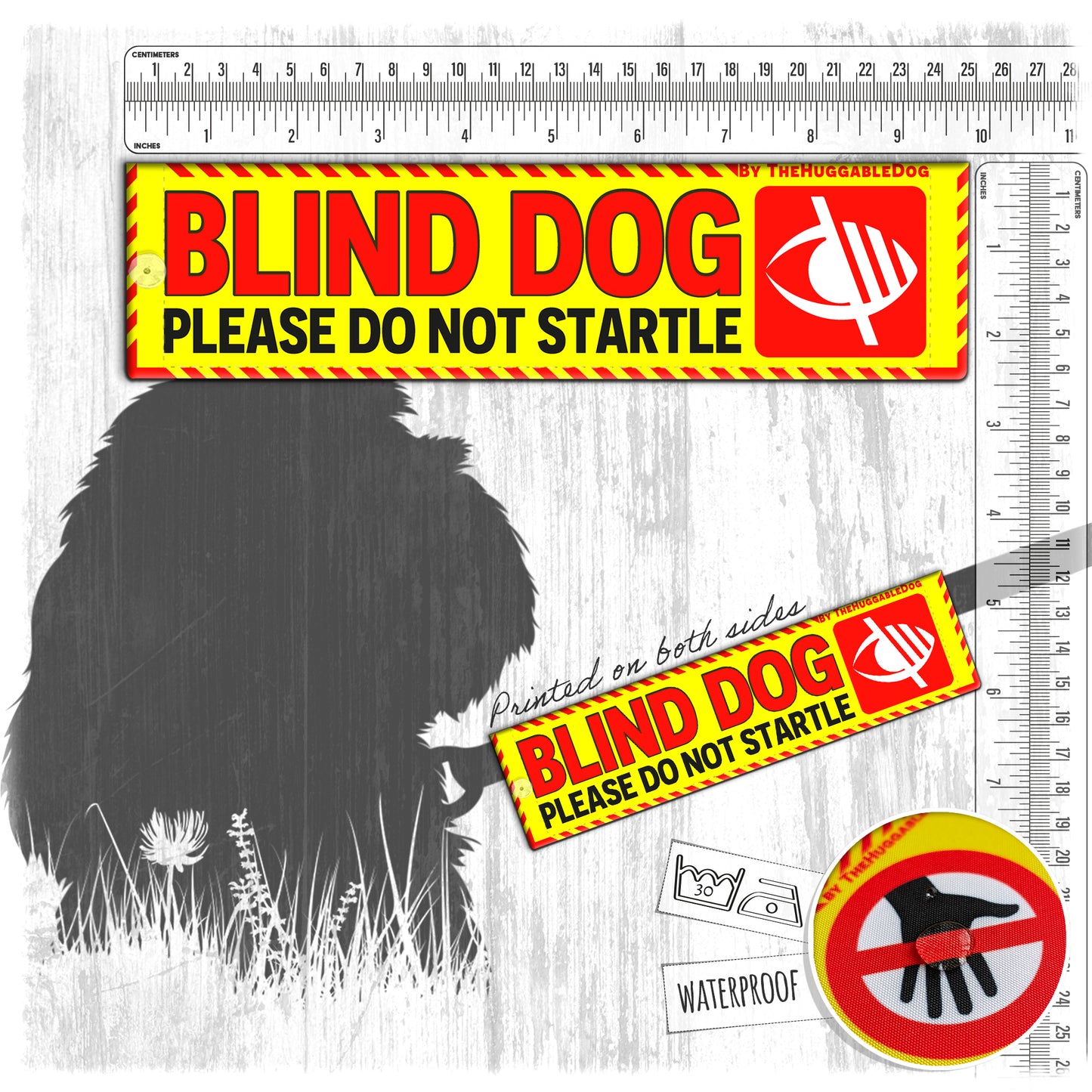 31-"BLIND dog, please do not startle". Warning leash sleeves.