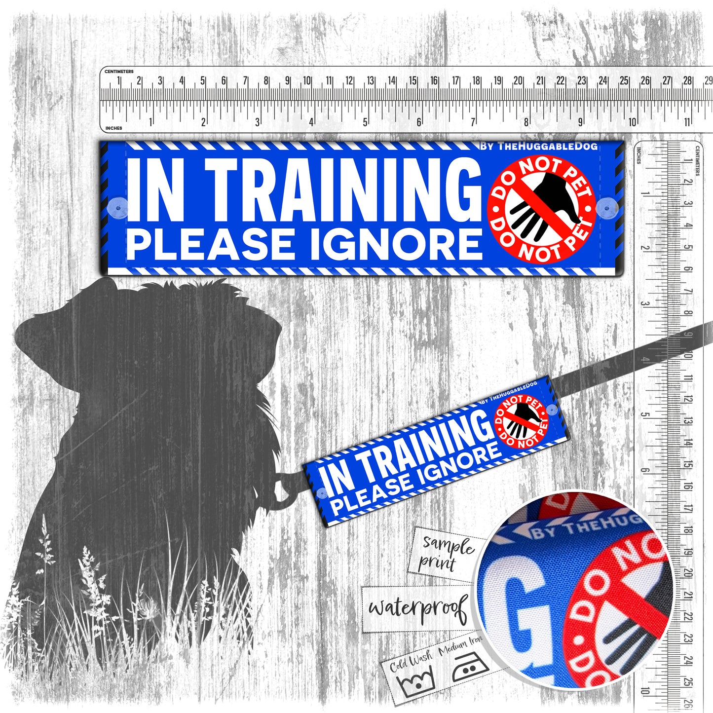 "In Training, please ignore" DO NOT PET. Leash sleeves.