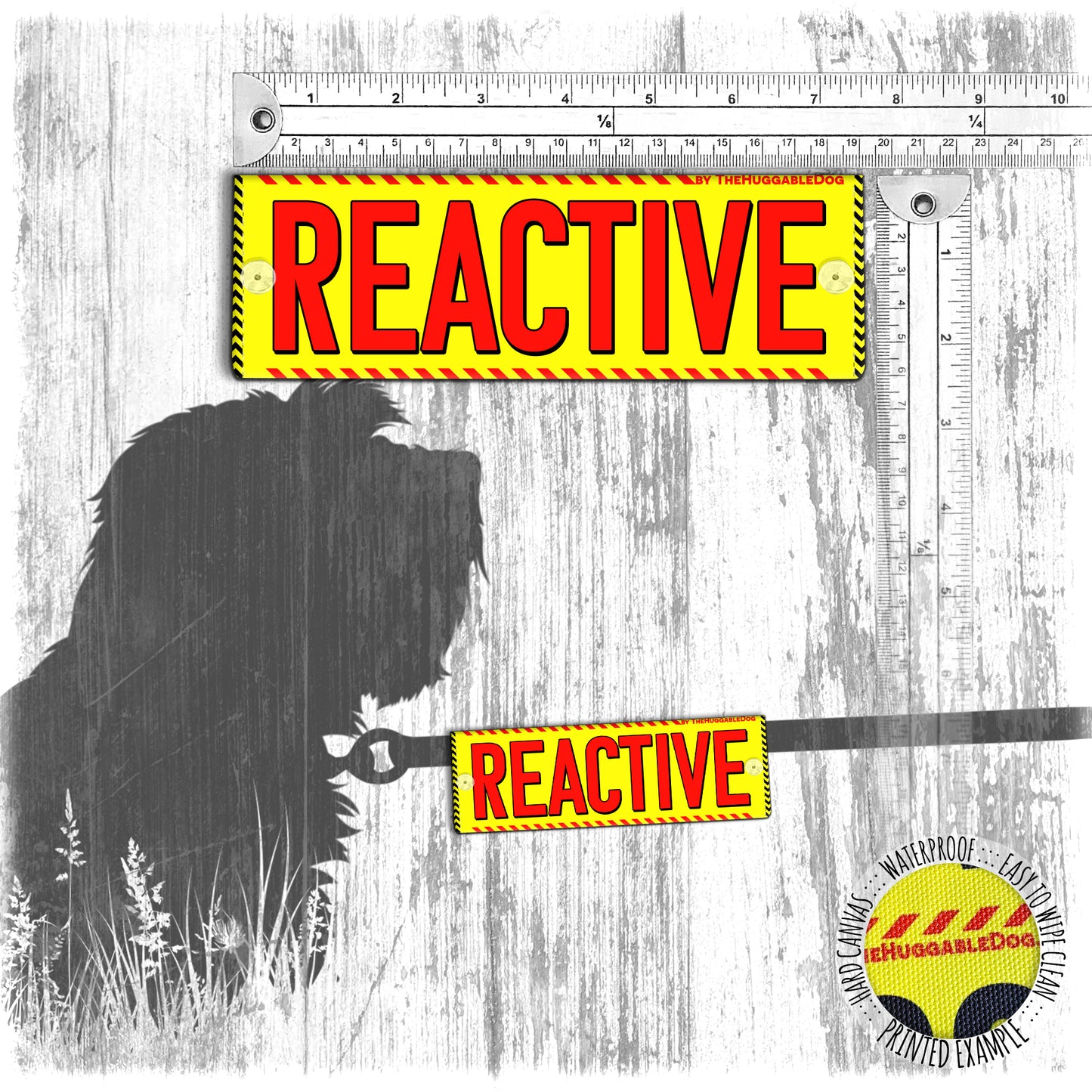 "REACTIVE". Warning covers for dogs leashes.