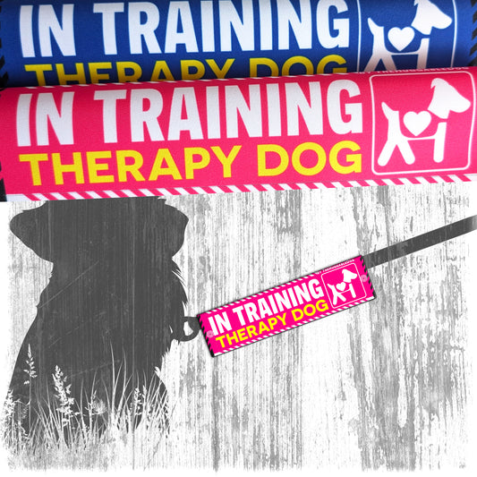 55. "In Training, THERAPY DOG". Leash sleeves.