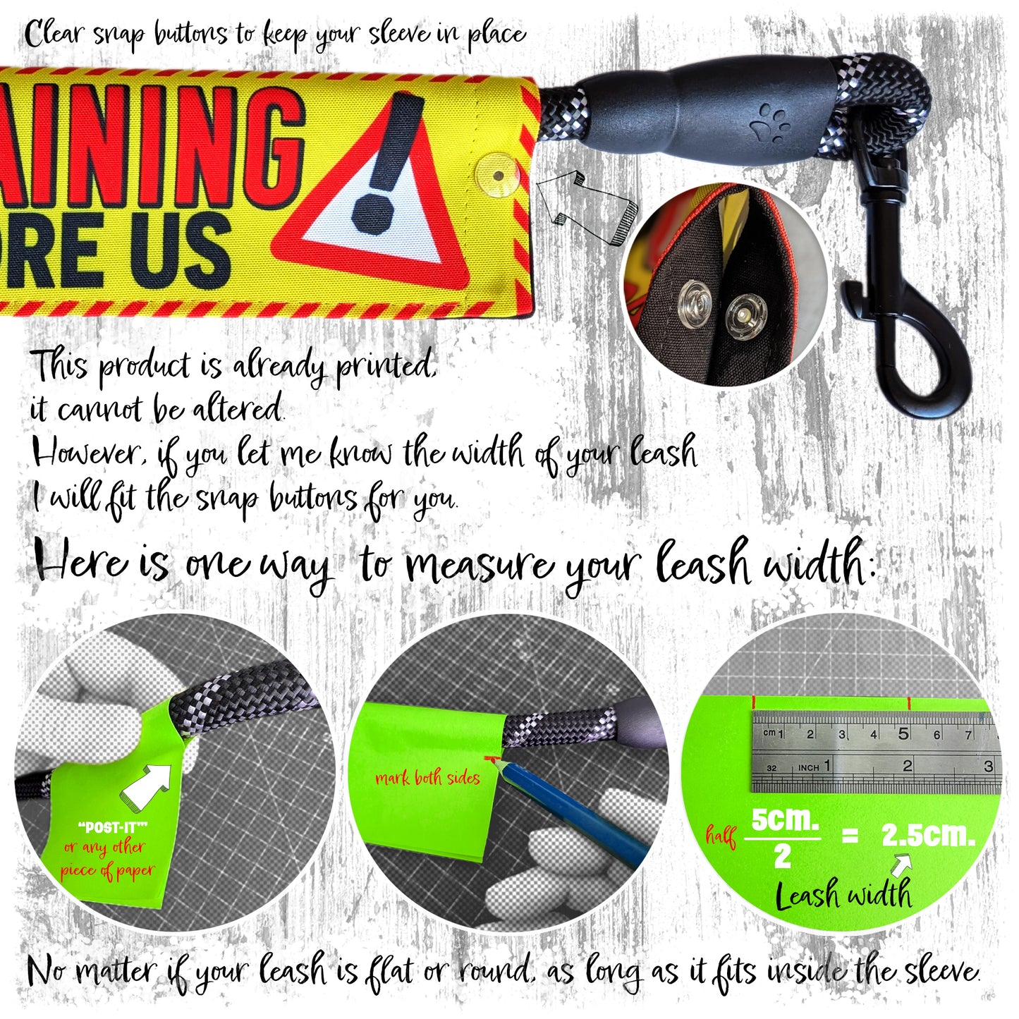 39. "ANXIOUS DOG, please give us space". Warning leash sleeves for dog training.