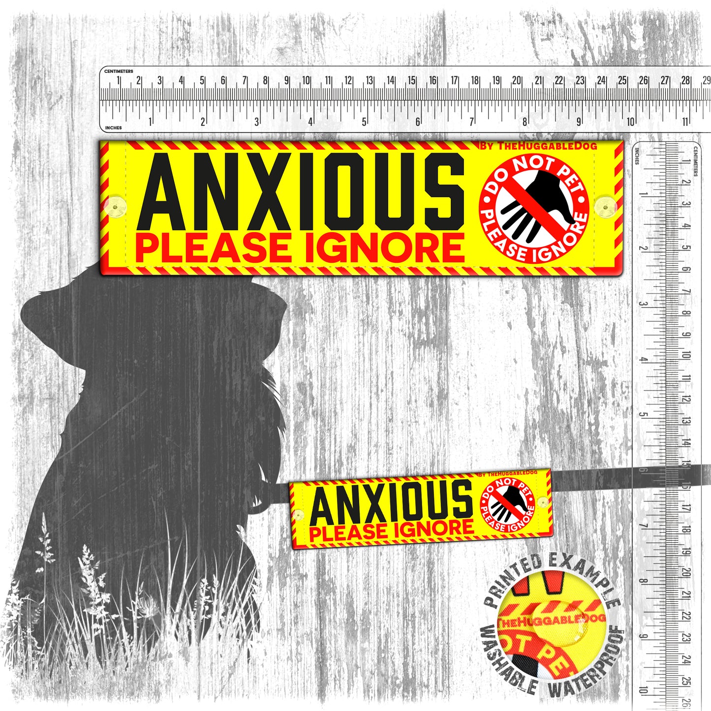"ANXIOUS, please ignore" do not pet. Leash sleeve for dogs.