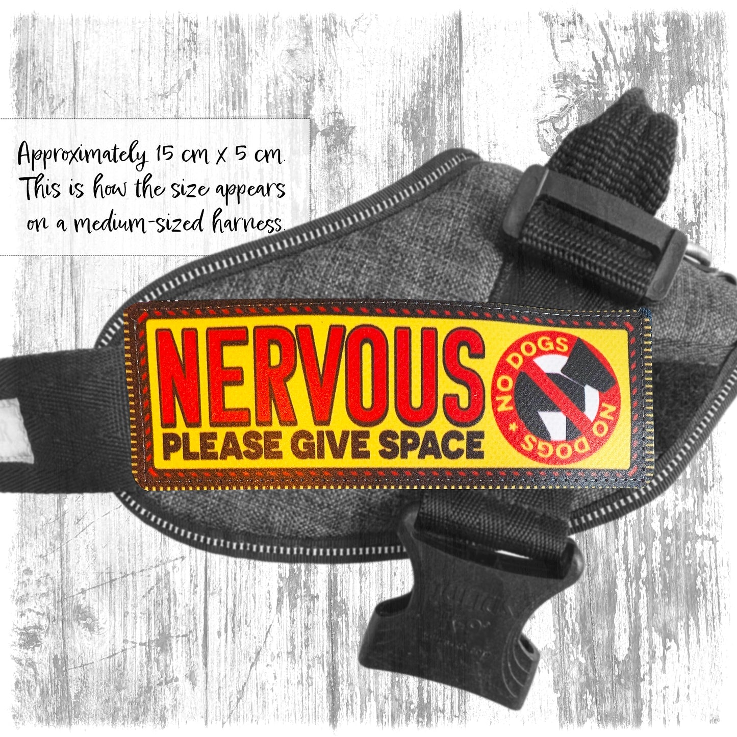 "NERVOUS, please give space". Supplied as a SINGLE item so you can mix and match.