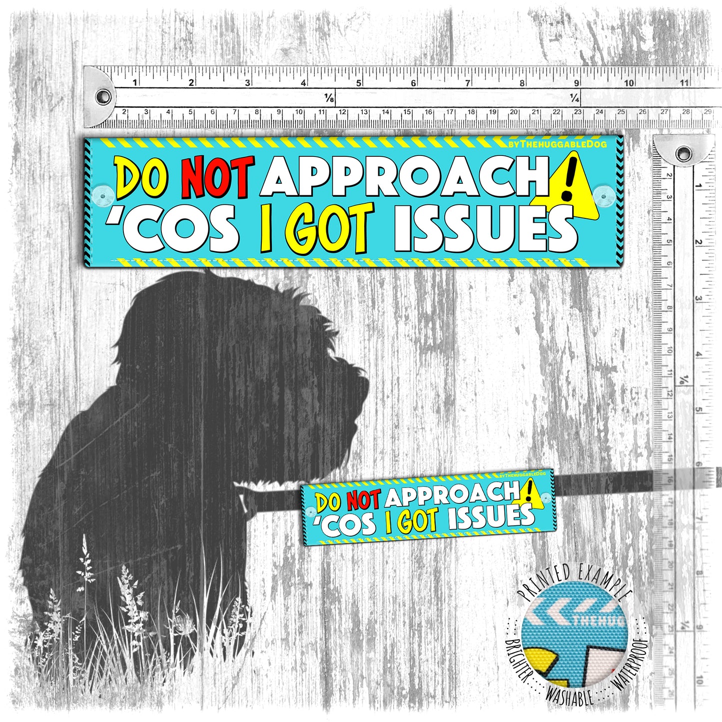 "Do not approach, I got issues", advisory leash sleeves for dogs.