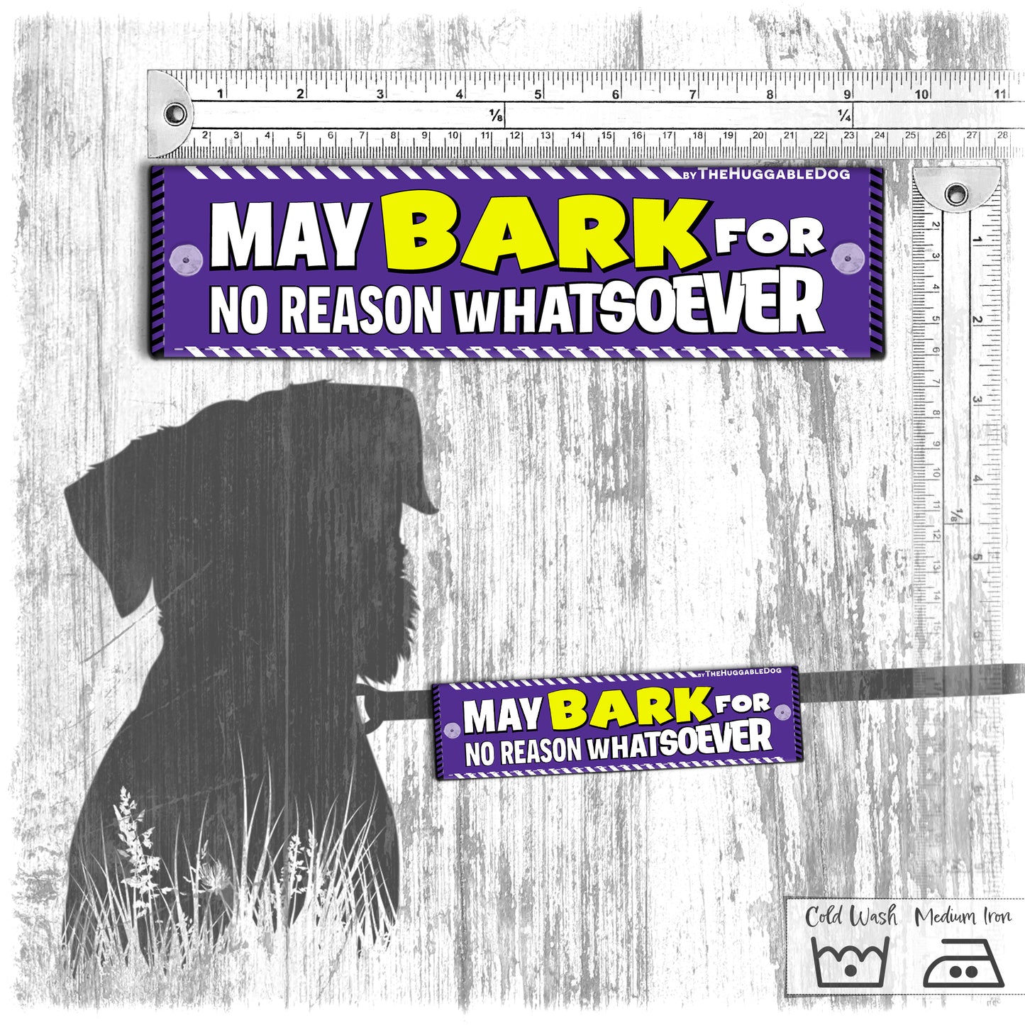 "MAY BARK for no reason whatsoever". Leash sleeve for dogs.