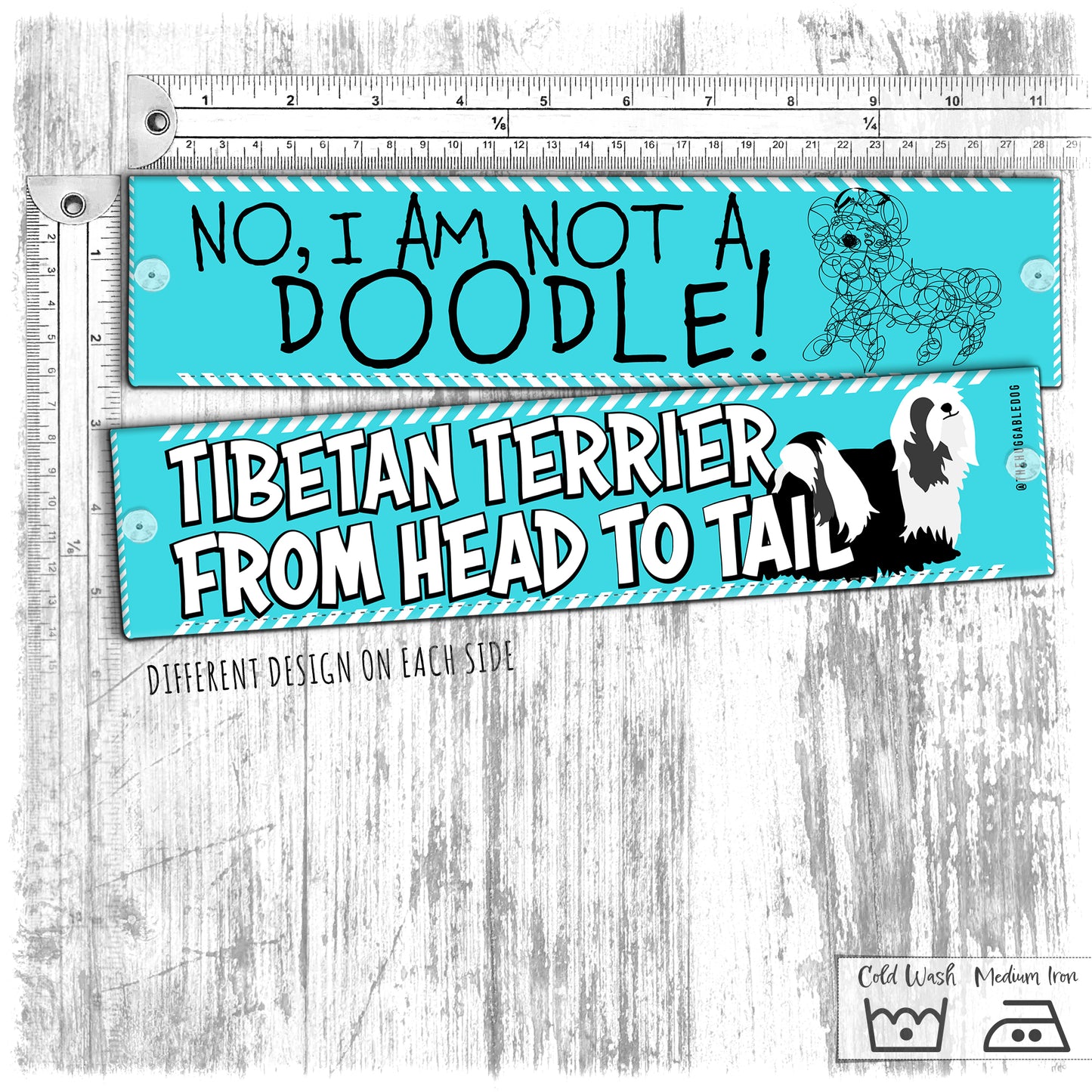 "No, I'm not a DOODLE, TIBETAN TERRIER from head to tail". Leash sleeves. TT special.