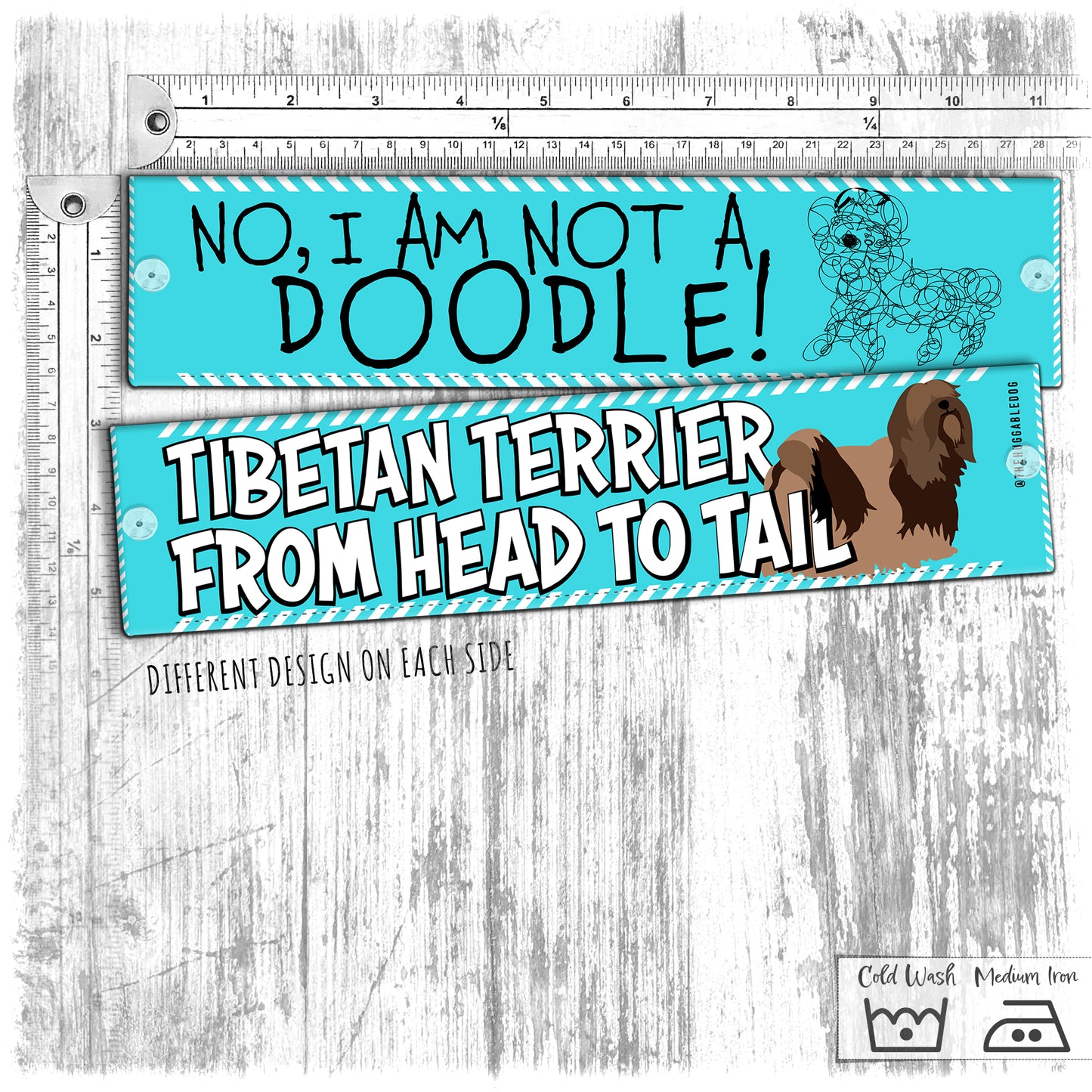 "No, I'm not a DOODLE, TIBETAN TERRIER from head to tail". Leash sleeves. TT special.