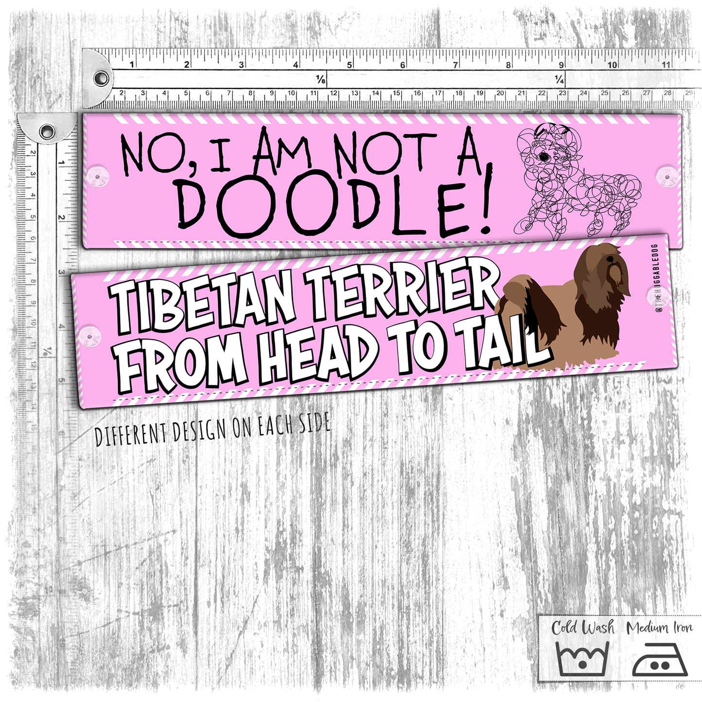 "No, I'm not a DOODLE, TIBETAN TERRIER from head to tail". Leash sleeves. TT special.