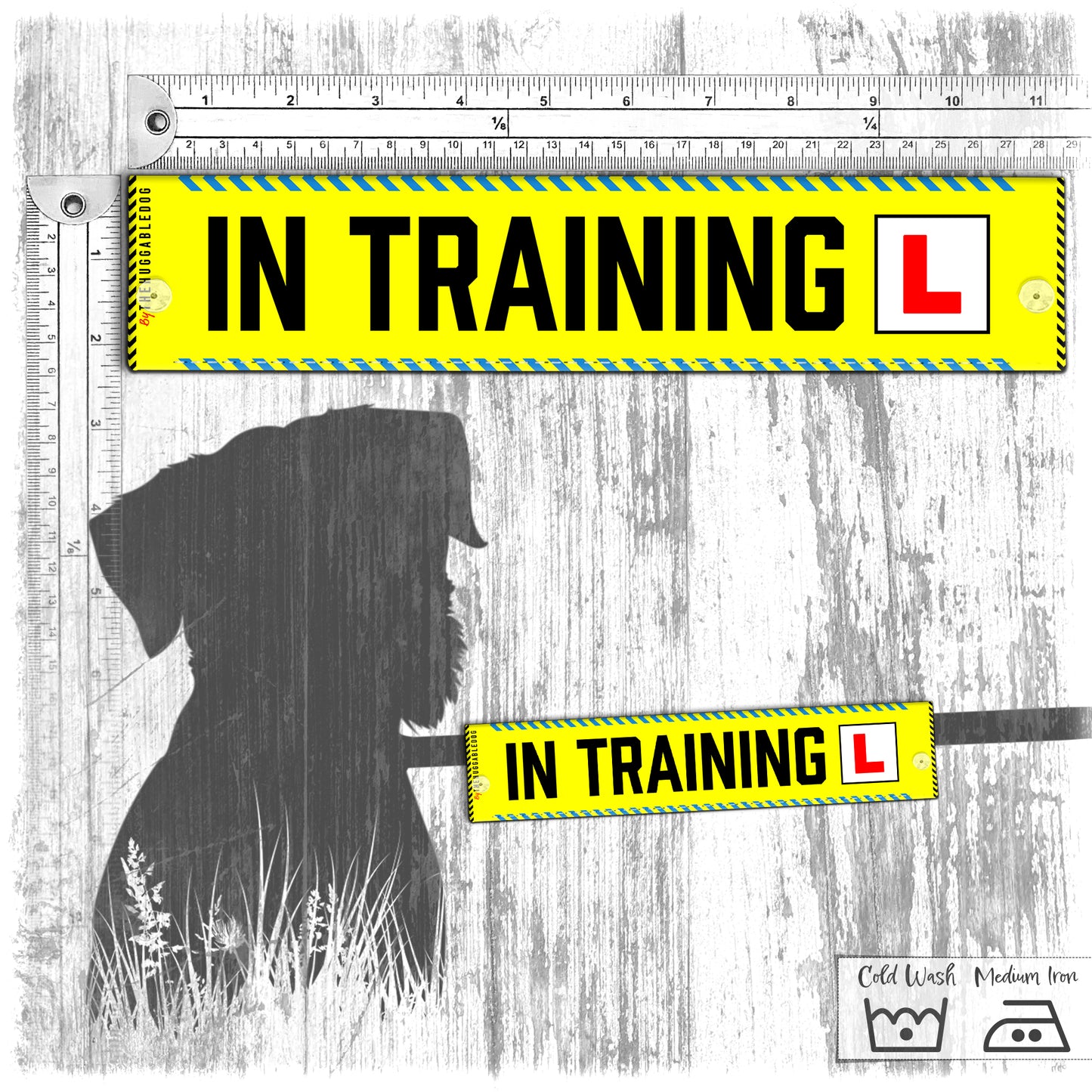 "In TRAINING". Leash sleeve for dog training.