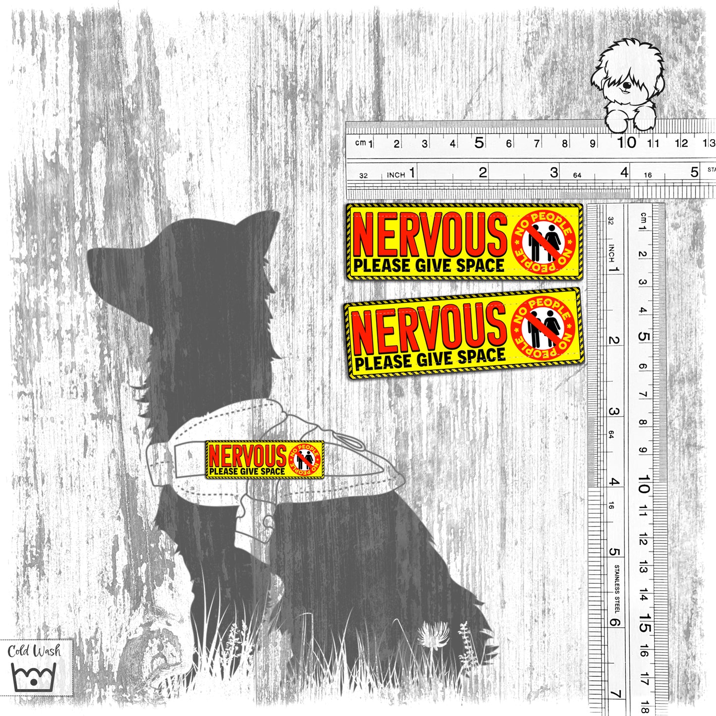 "Nervous, please give space". NO PEOPLE. Set of TWO teeny-weeny patches.