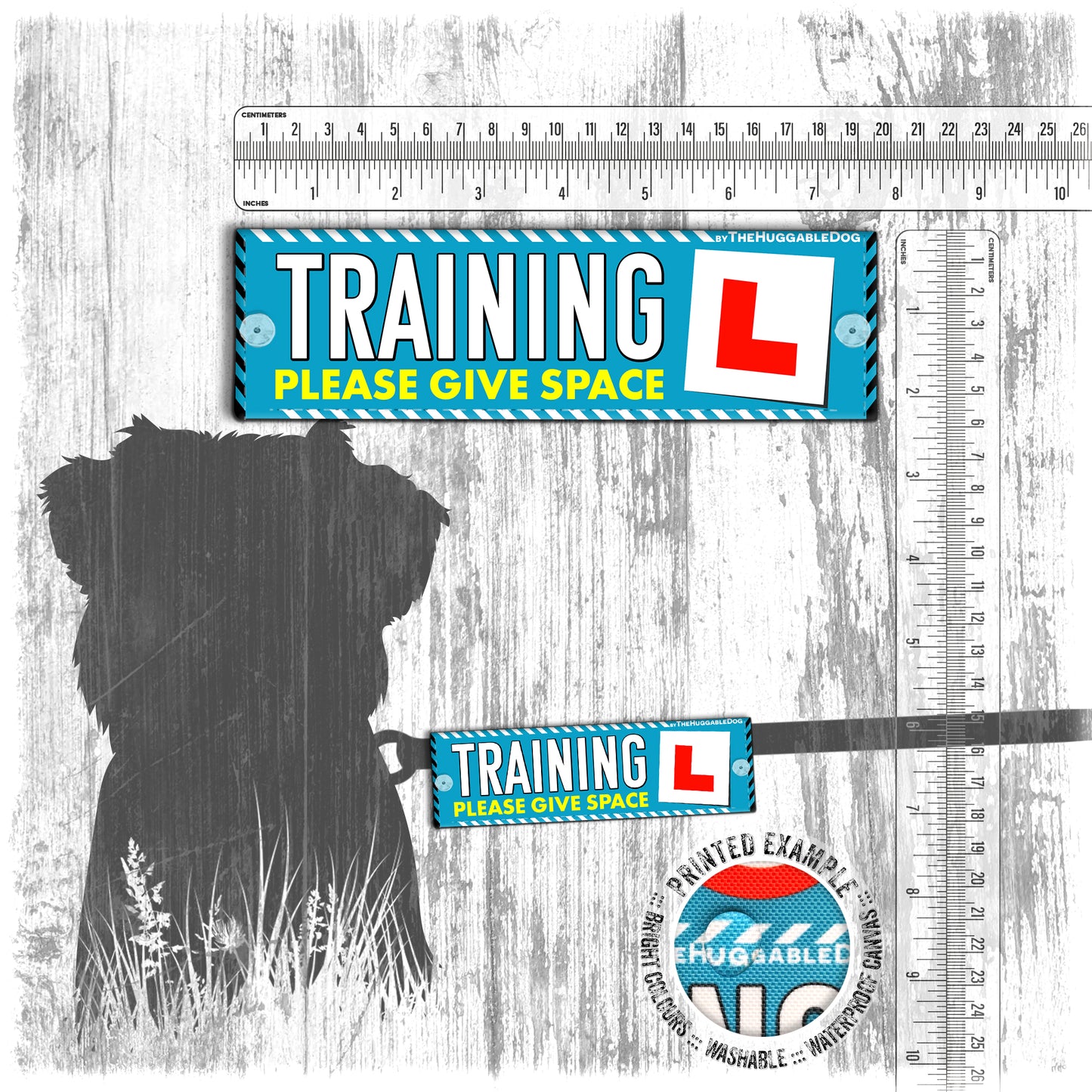 "TRAINING, please give space". Mini Leash sleeve for dog training.