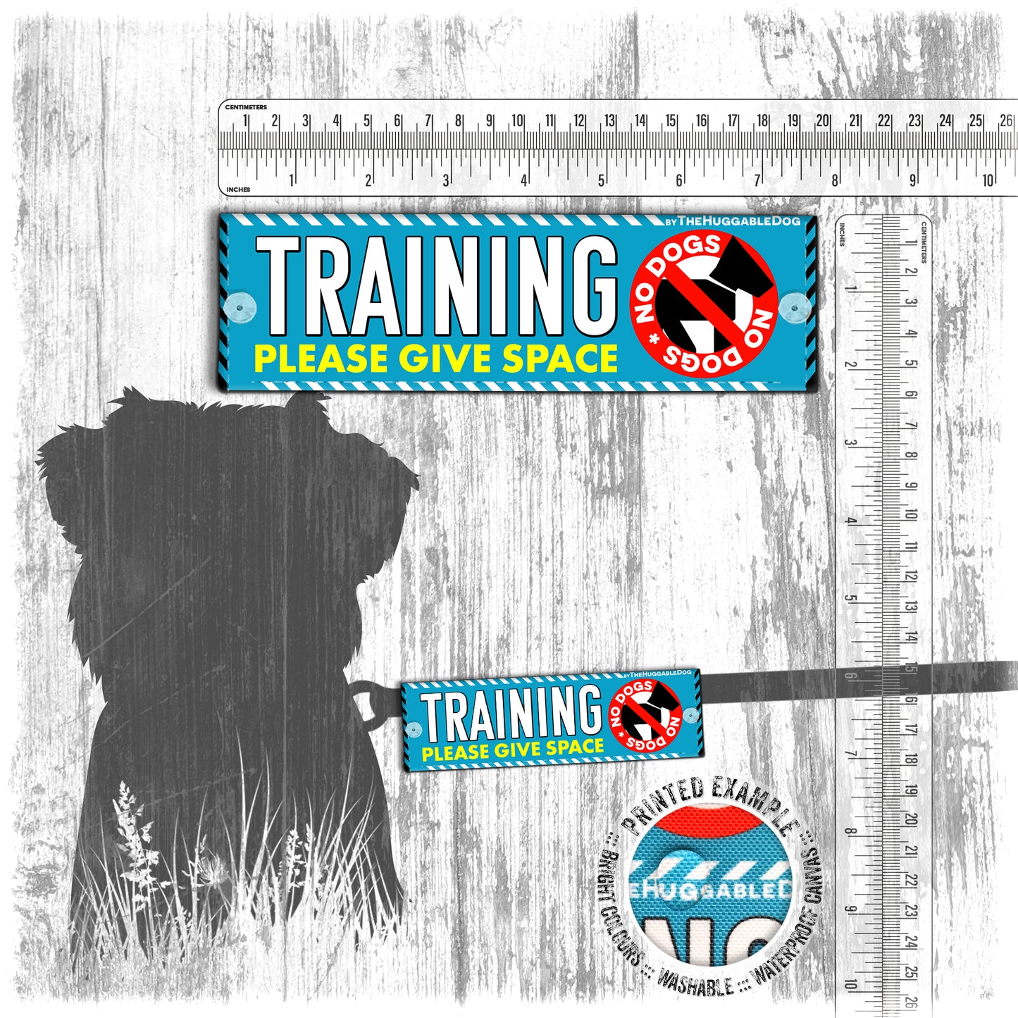 "TRAINING, please give space". Mini Leash sleeve for dog training.