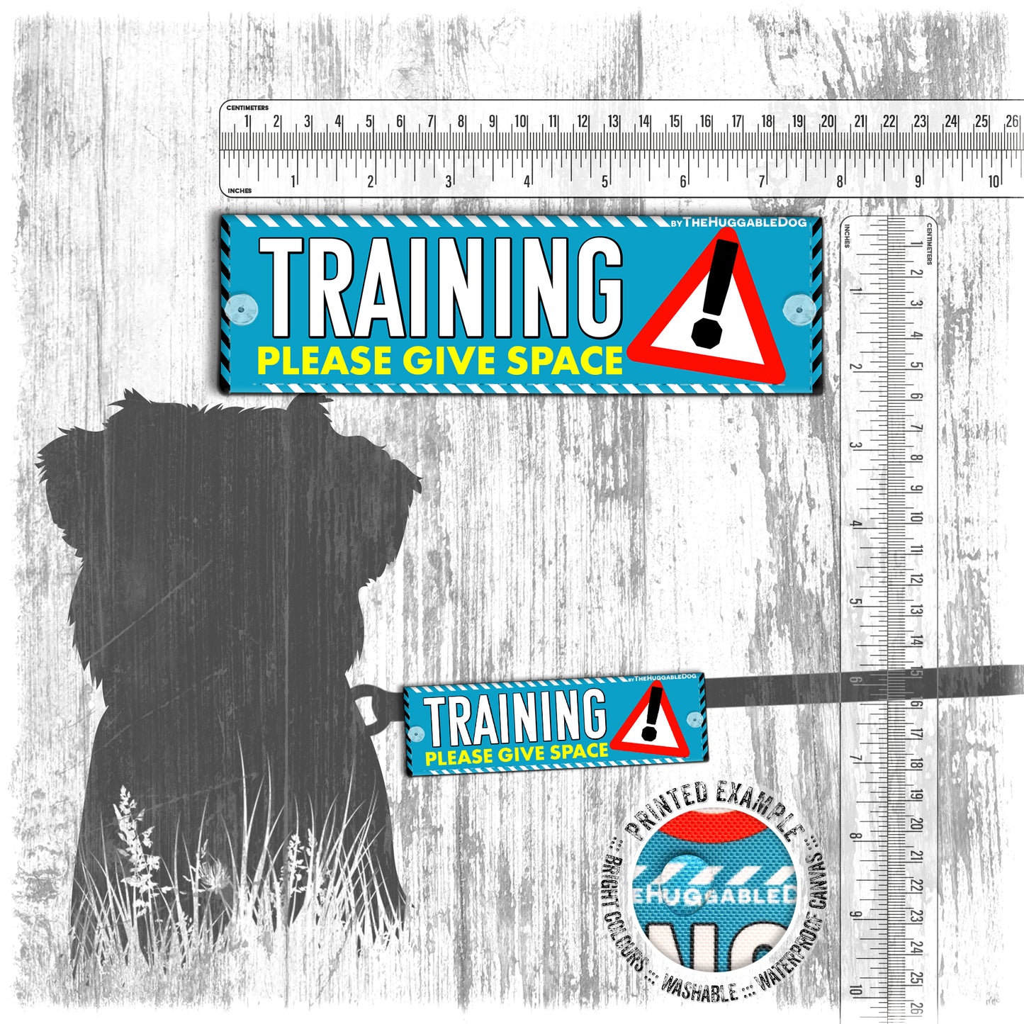 "TRAINING, please give space". Mini Leash sleeve for dog training.
