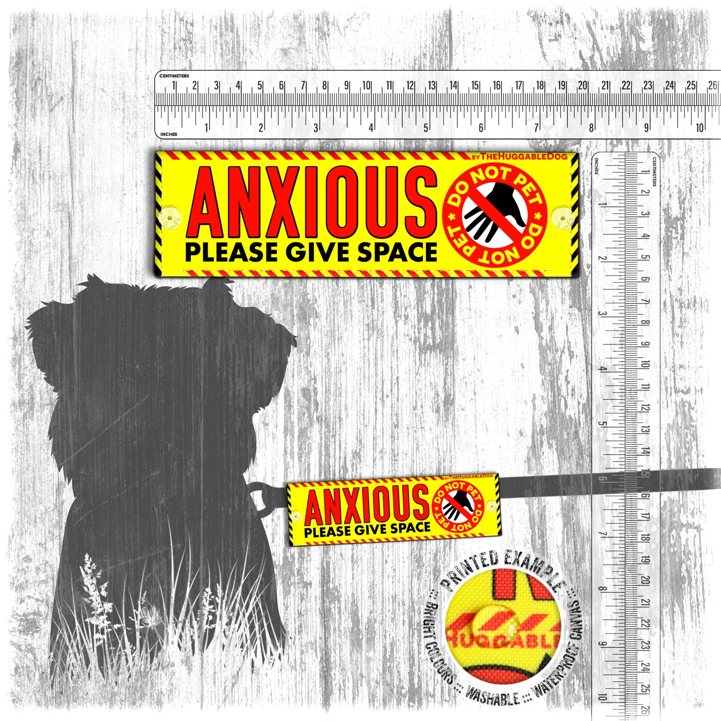 "ANXIOUS, please give space". Mini Leash sleeve for dog training.
