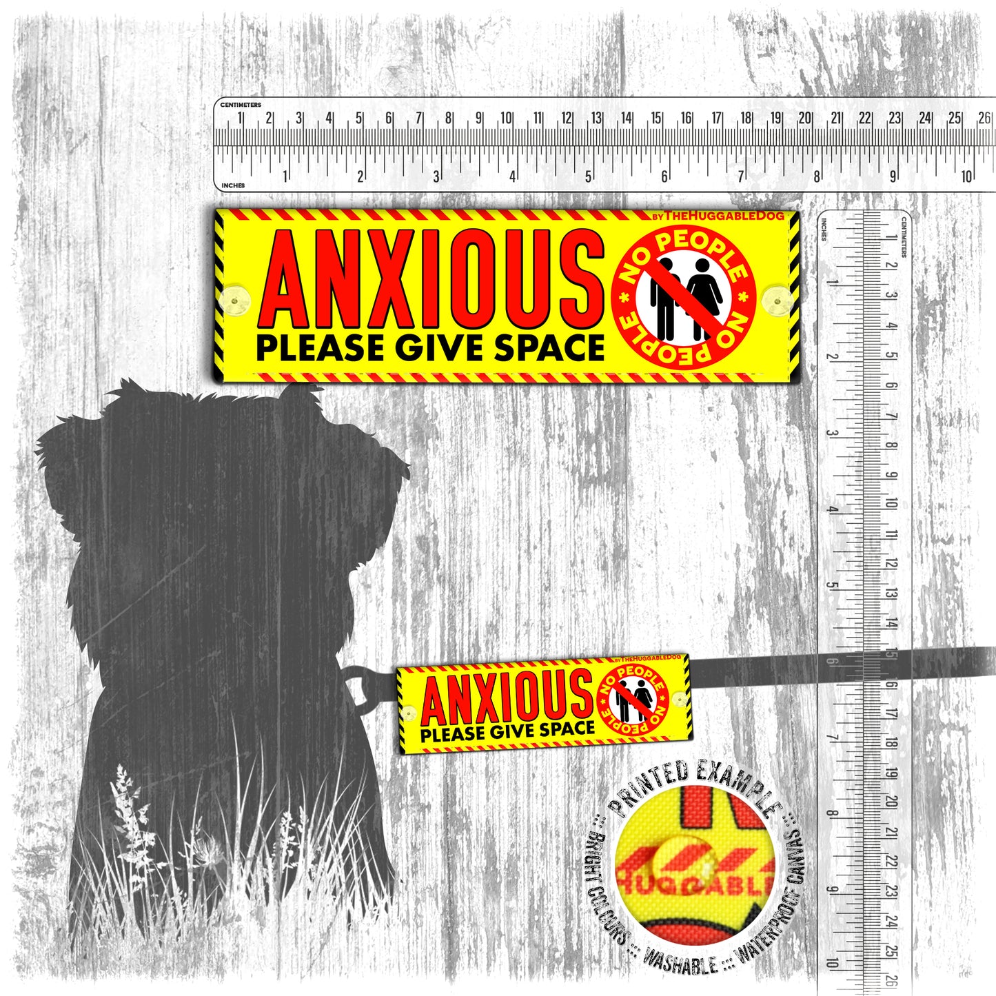 "ANXIOUS, please give space". Mini Leash sleeve for dog training.