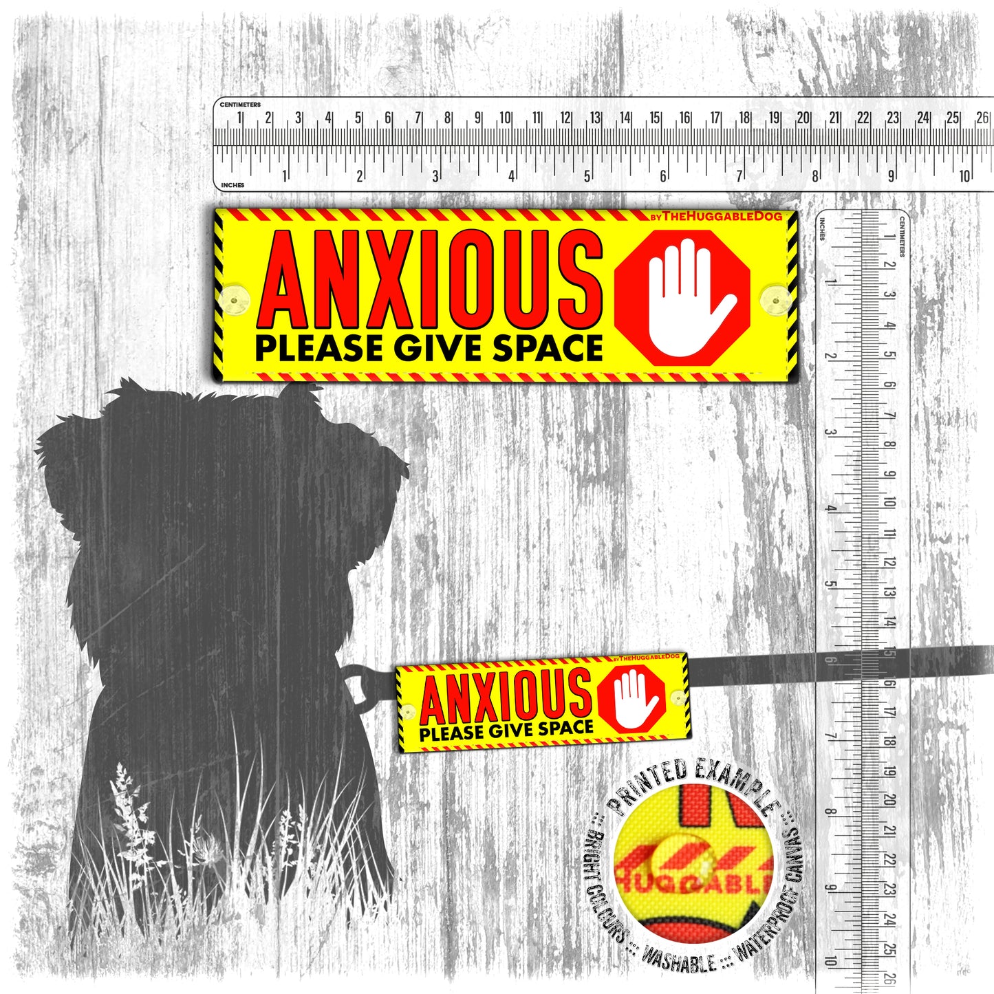 "ANXIOUS, please give space". Mini Leash sleeve for dog training.