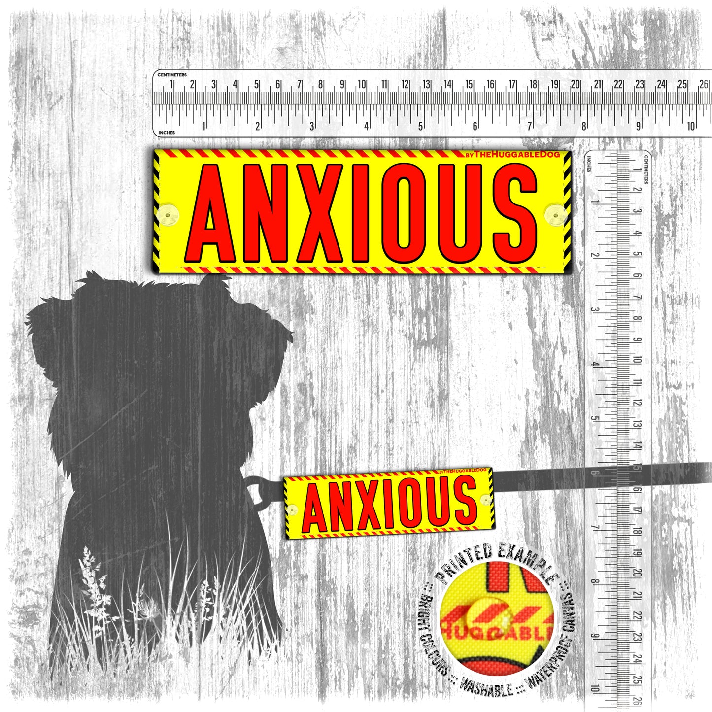 "ANXIOUS, please give space". Mini Leash sleeve for dog training.