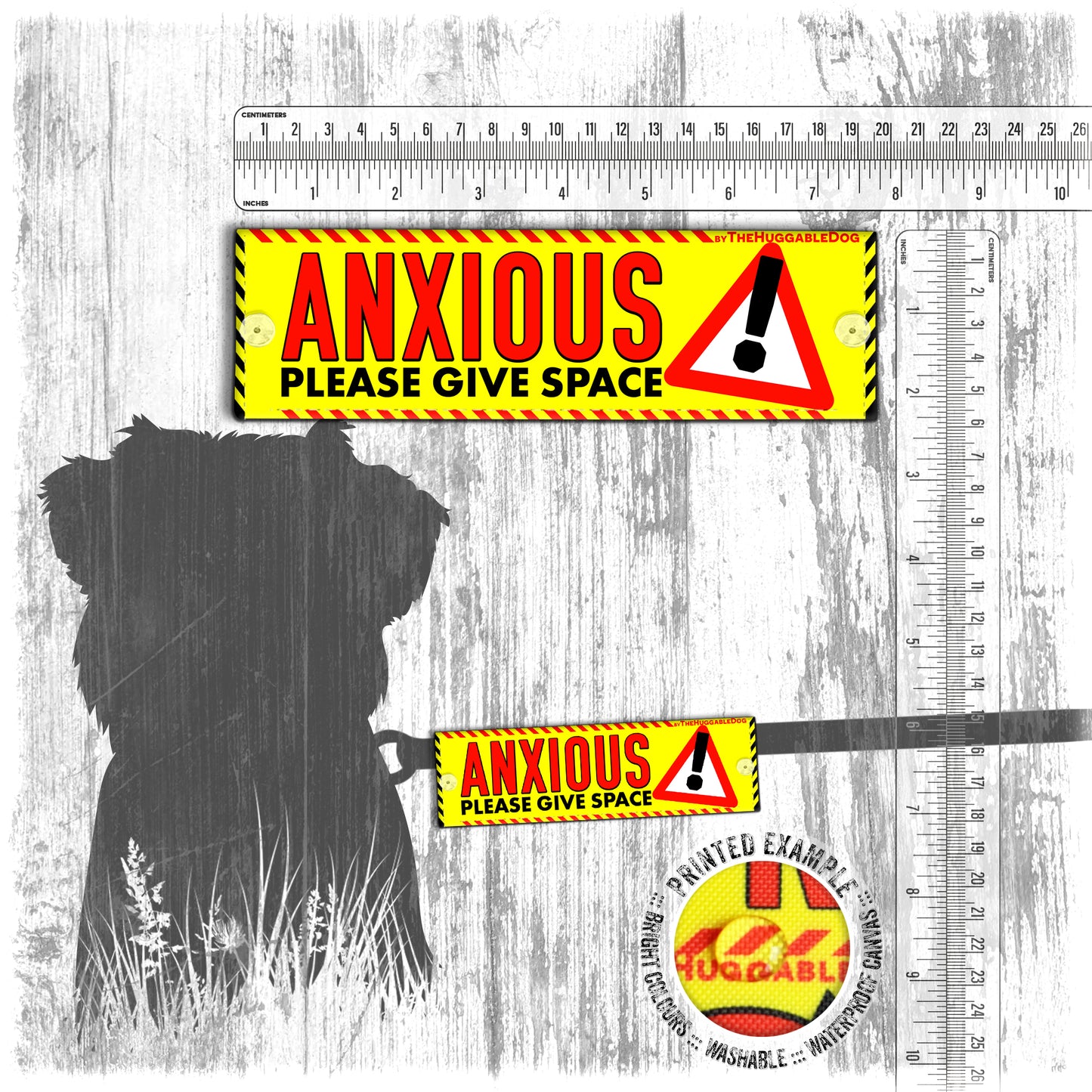 "ANXIOUS, please give space". Mini Leash sleeve for dog training.