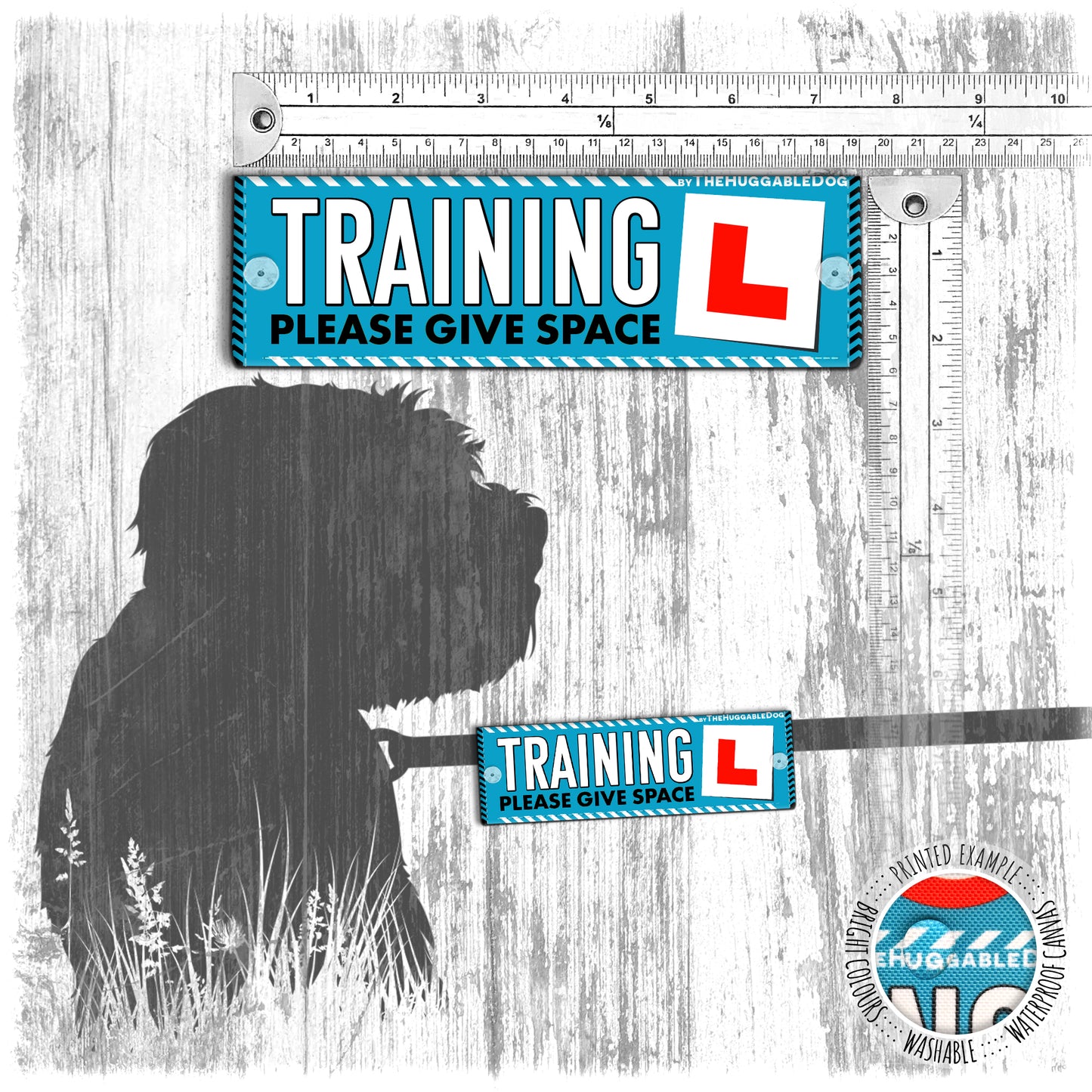 "TRAINING, please give space". Mini Leash sleeve for dog training.