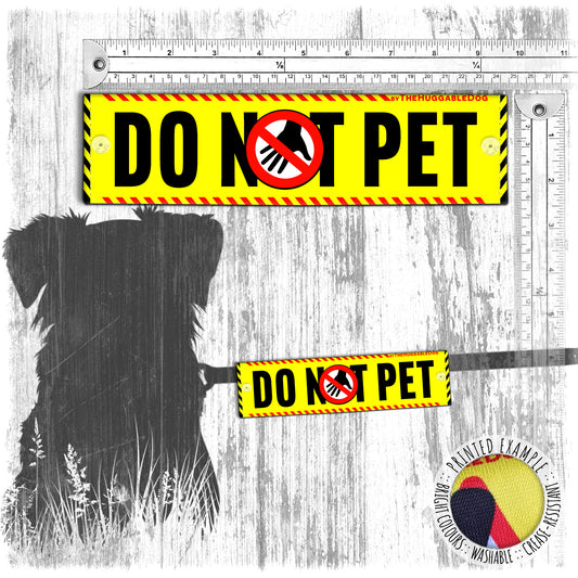"DO NOT PET". Warning covers for dogs leashes. Yellow leash sleeves.