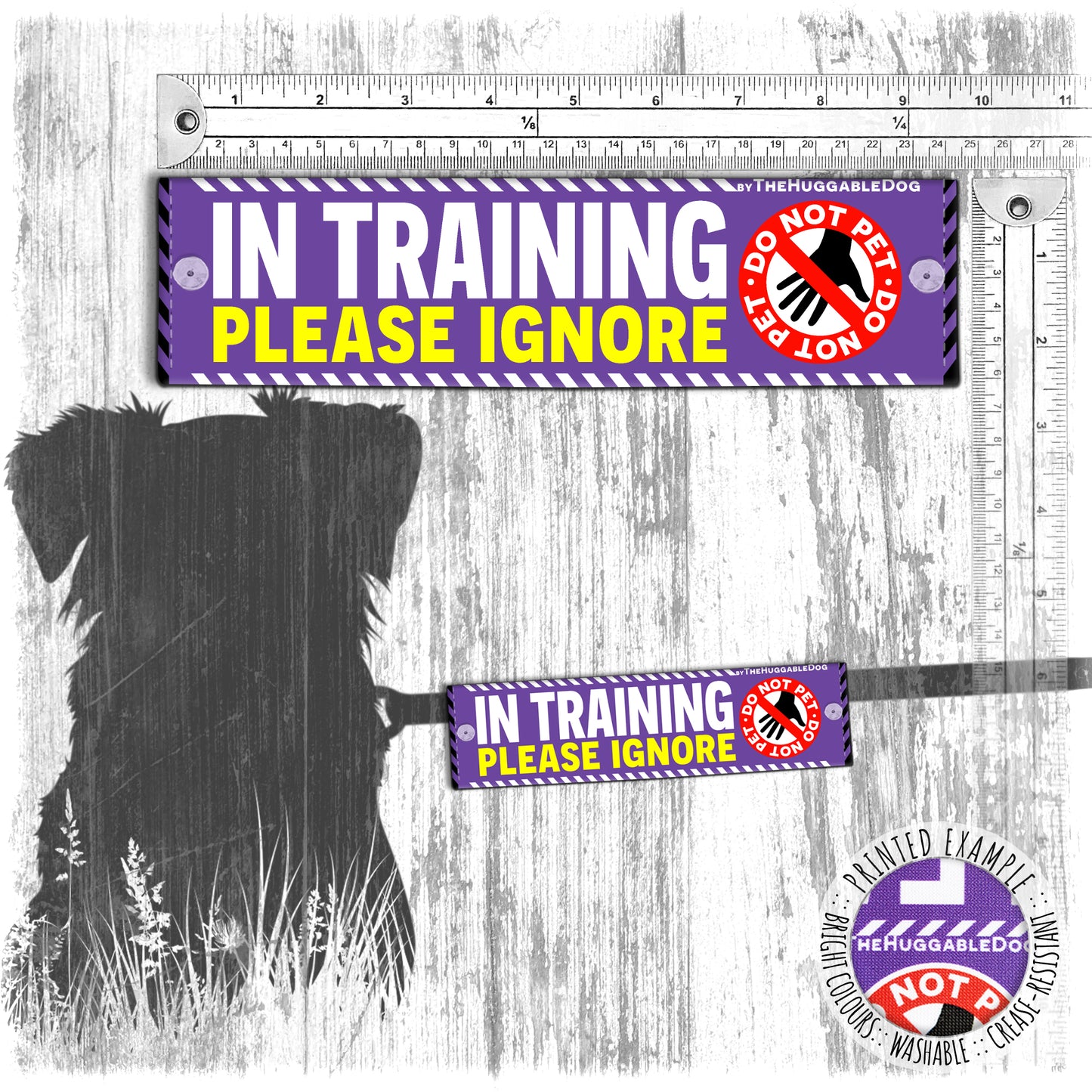 "IN TRAINING, please IGNORE", do not pet. Warning covers for dogs leashes. Dog training Leash sleeves.