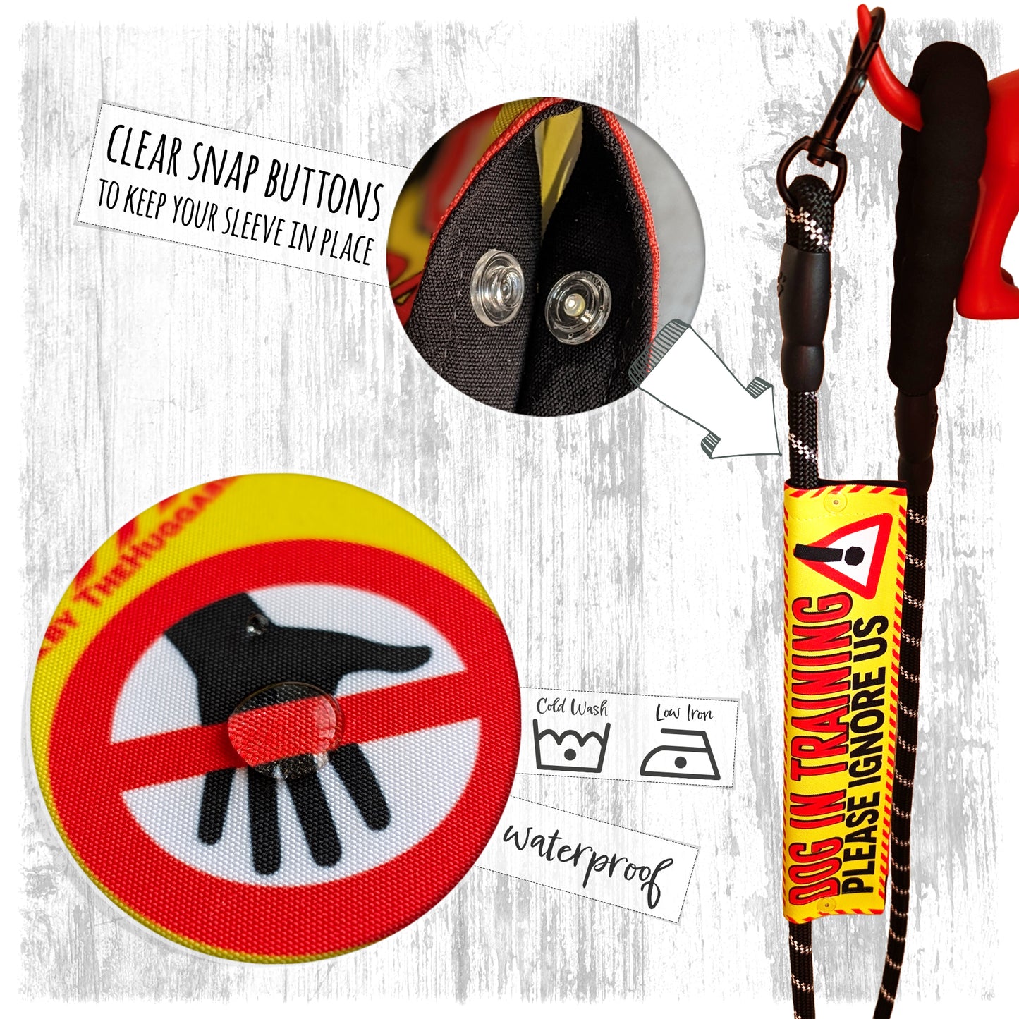 39. "ANXIOUS DOG, please give us space". Warning leash sleeves for dog training.