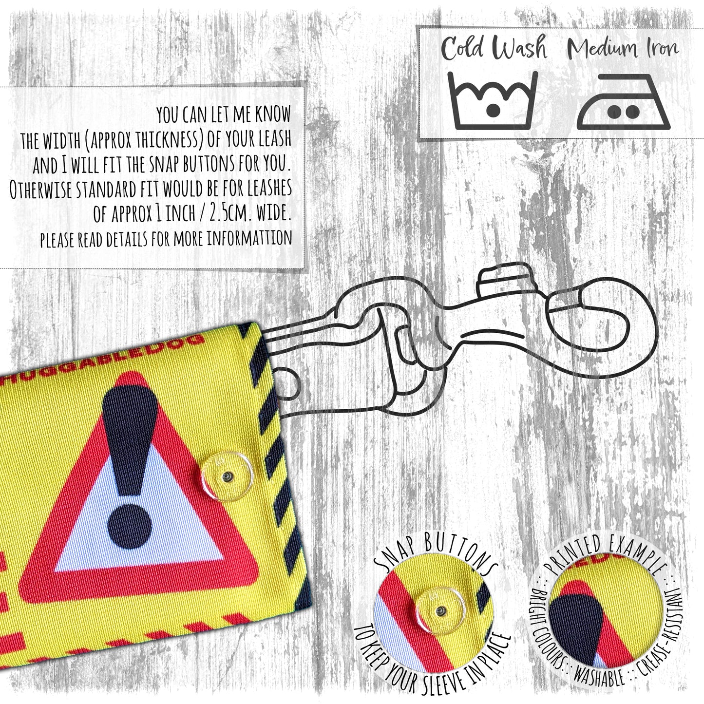 "IN TRAINING, please IGNORE", do not pet. Warning covers for dogs leashes.