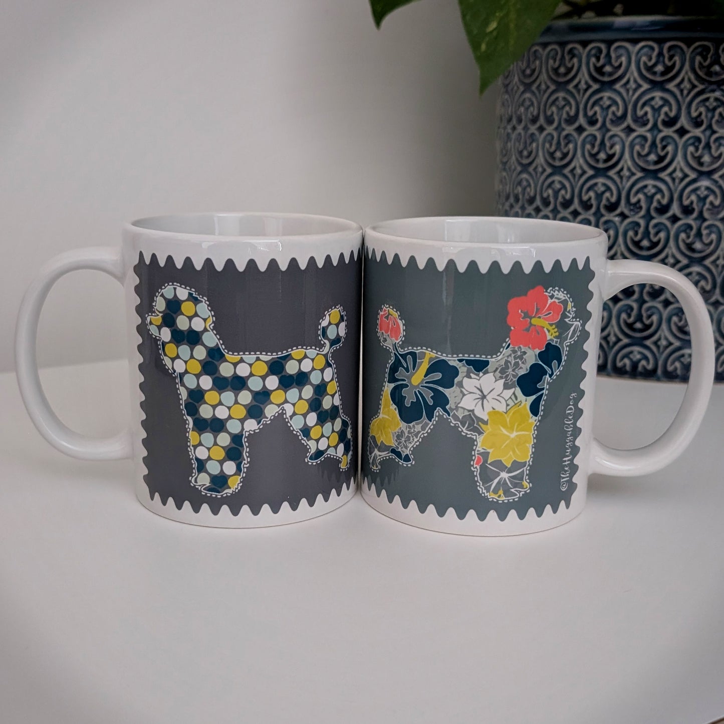 MUGS Poodle Collection, SET of TWO Coffee, Tea Mugs.