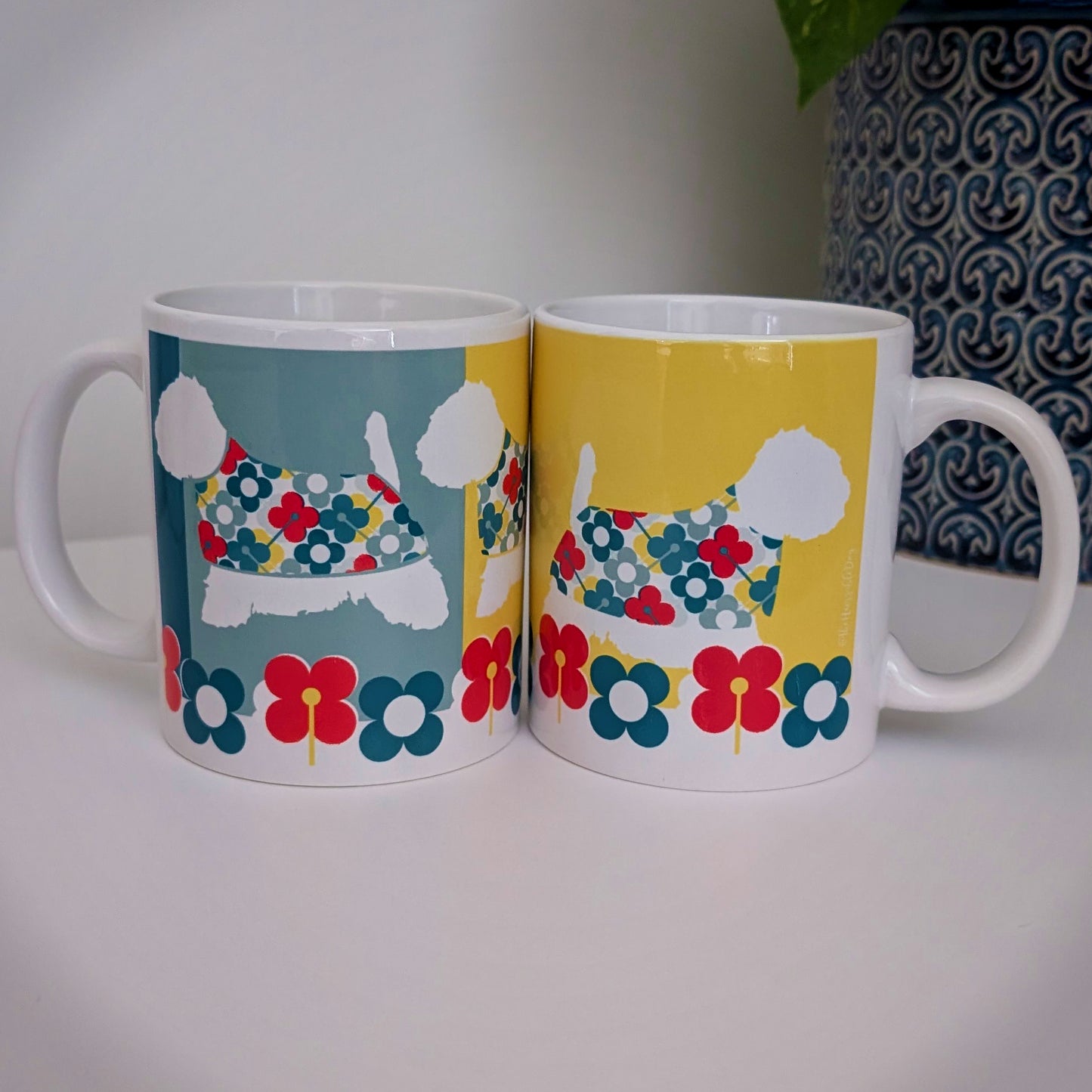 SET of TWO Coffee, Tea MUGS. Westie.