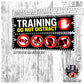 "Training, do not distract", plus signs on the other side. Leash sleeves for dog training.