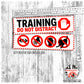 "Training, do not distract", plus signs on the other side. Leash sleeves for dog training.