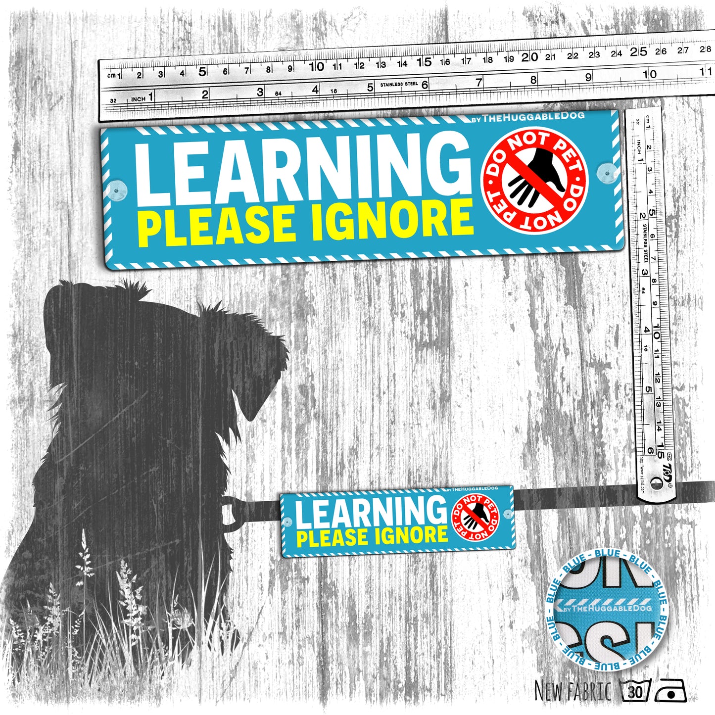 "LEARNING, please IGNORE", do not pet. Dog training Leash sleeves.