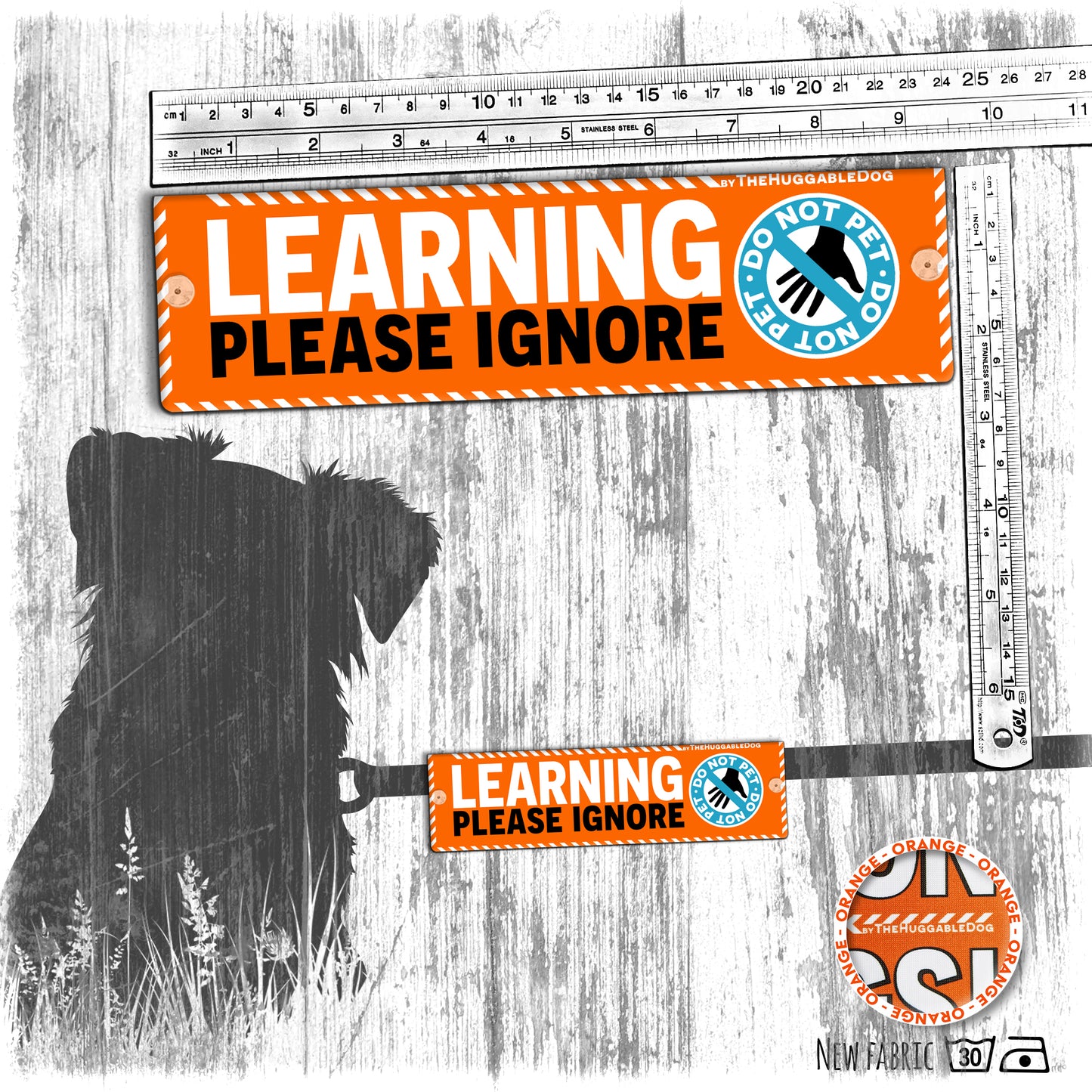 "LEARNING, please IGNORE", do not pet. Dog training Leash sleeves.