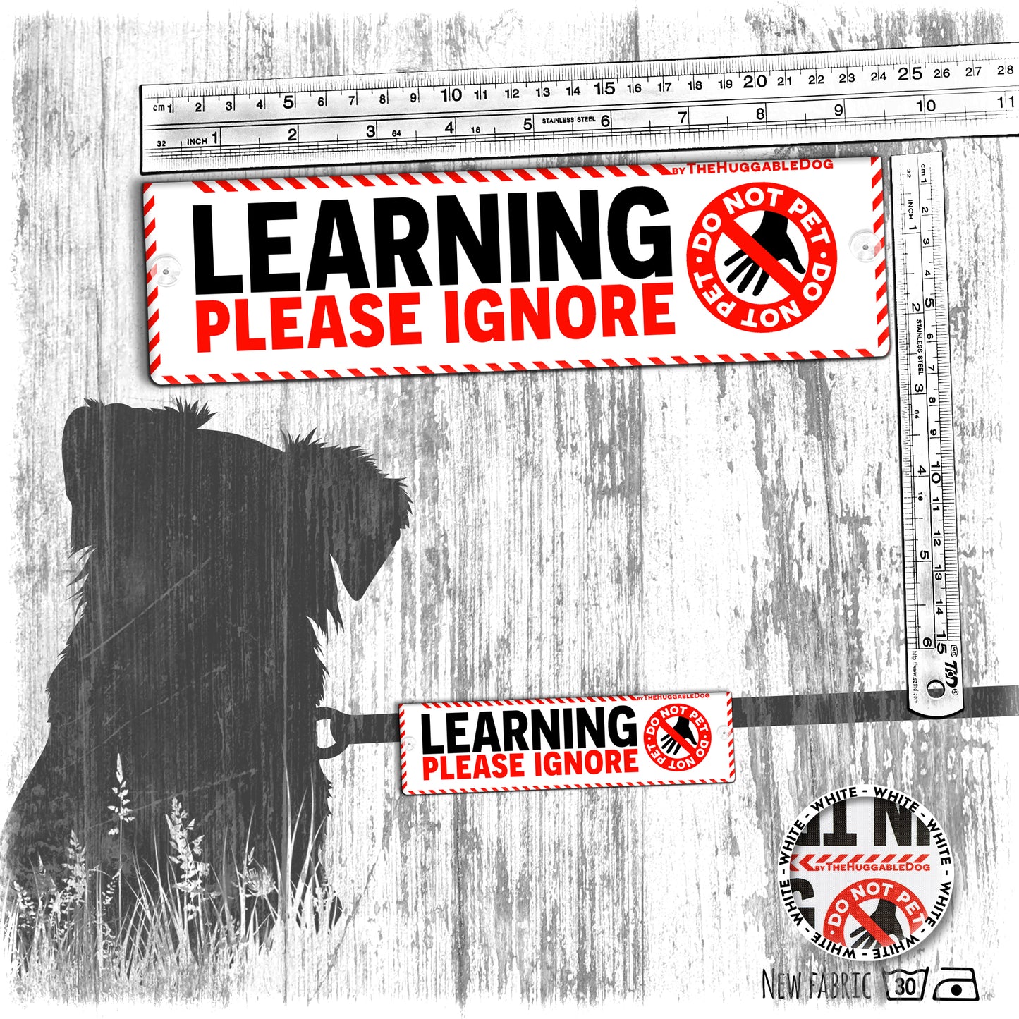 "LEARNING, please IGNORE", do not pet. Dog training Leash sleeves.