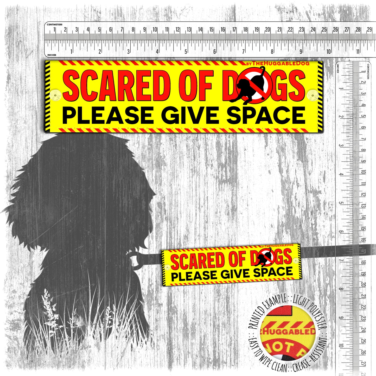 "SCARED OF DOGS, please give space". Leash sleeve for dogs.