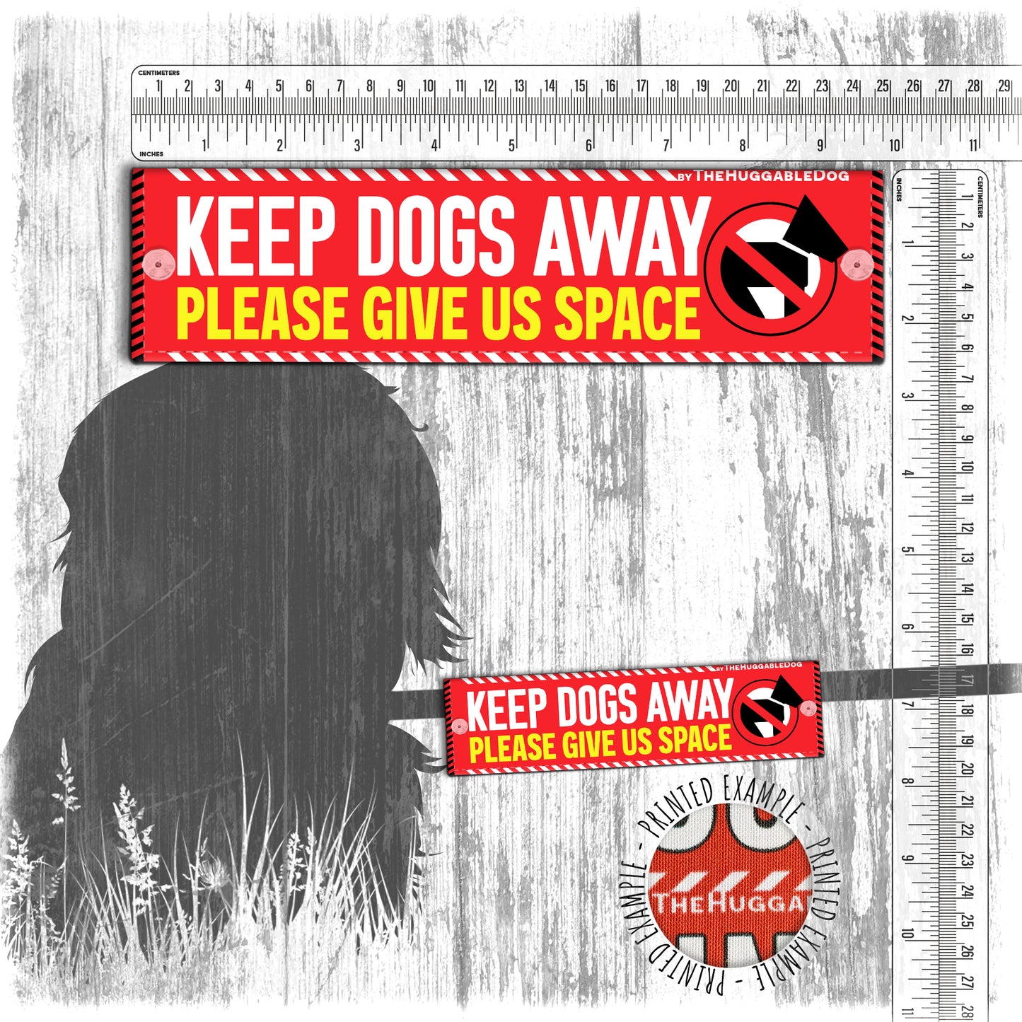 "Keep Dogs AWAY, please give us space". Leash sleeve for dogs.