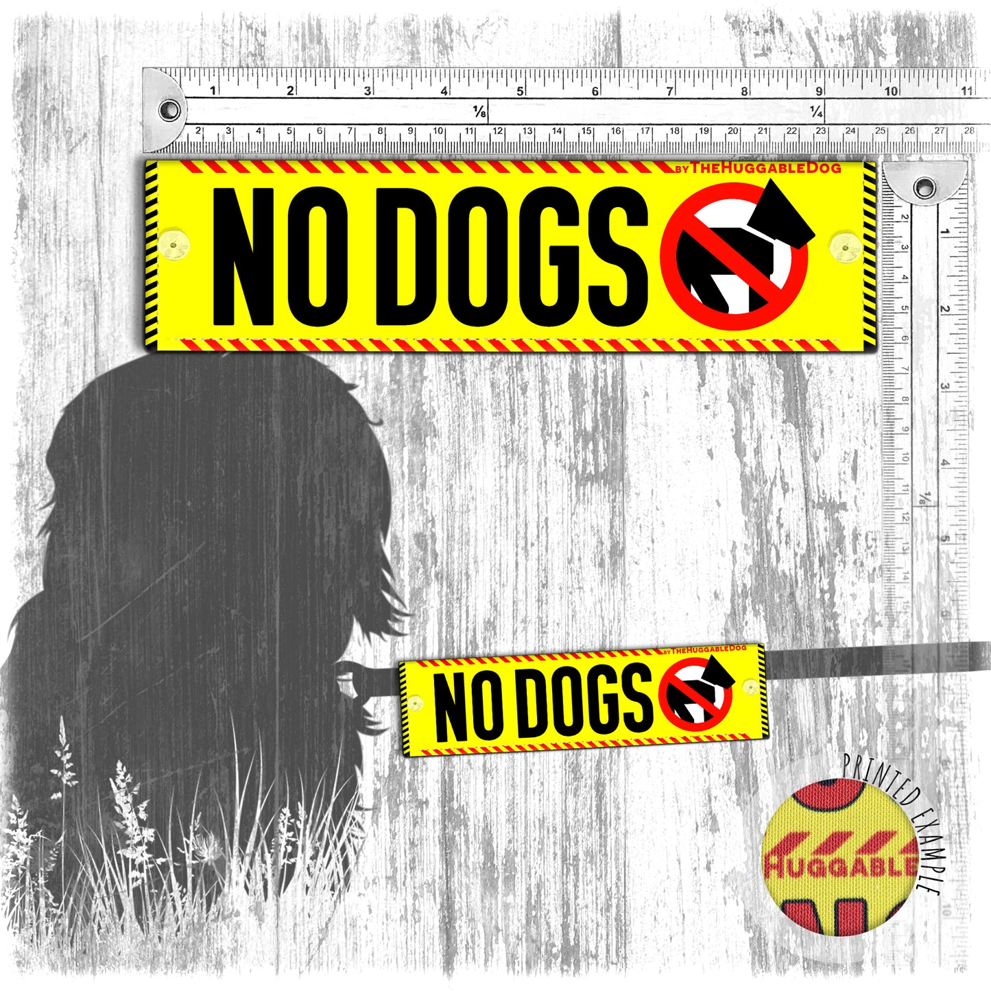 "NO DOGS". Leash sleeve for dogs.