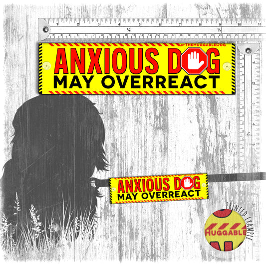 "ANXIOUS DOG, may overreact". Leash sleeve for dogs.