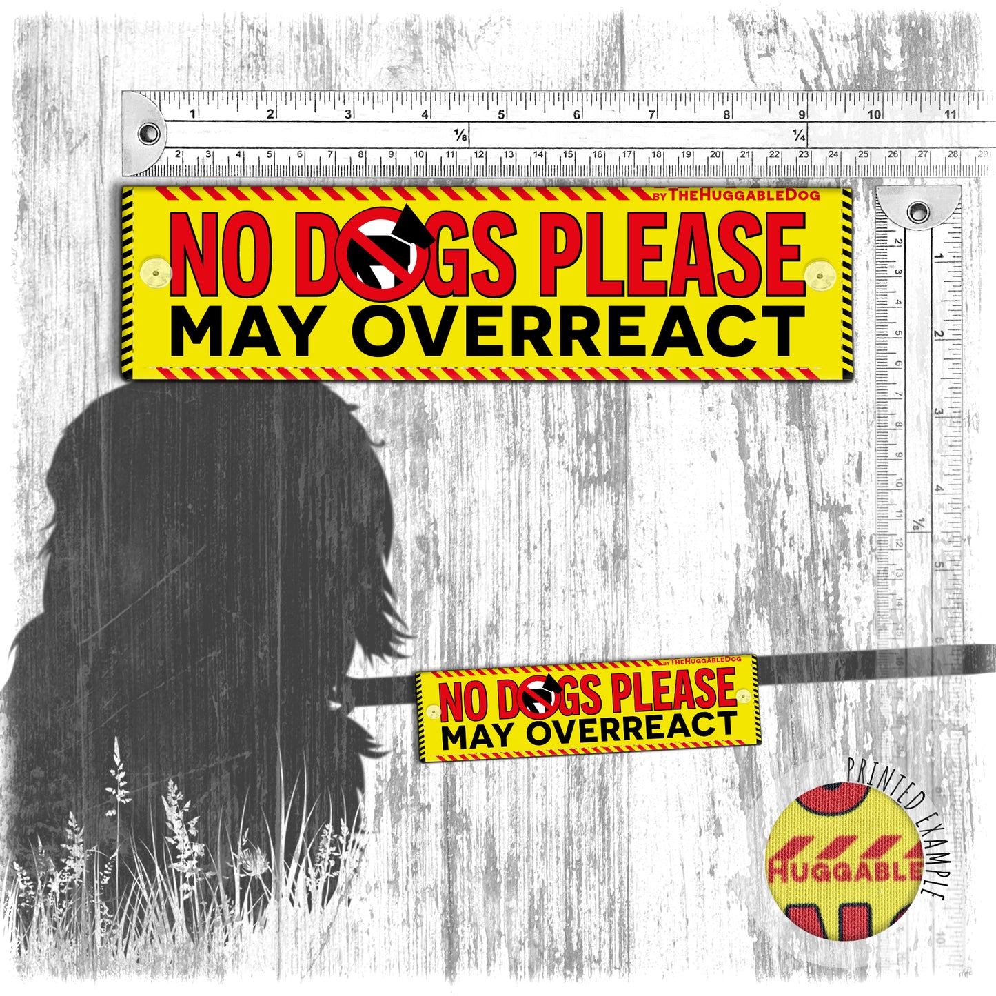 "No DOGS please, may OVERREACT". Leash sleeve for dogs.