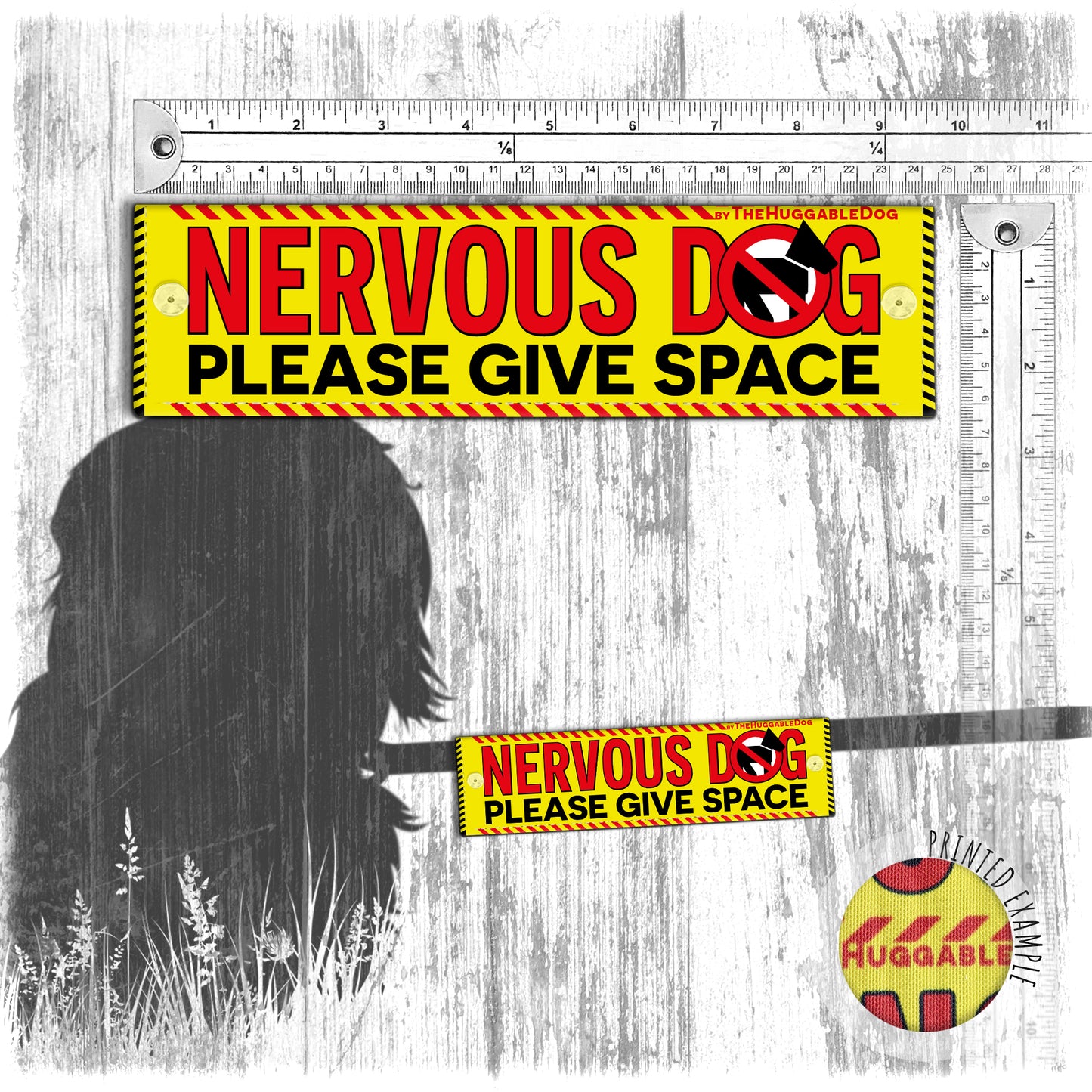 "Nervous DOG, please give space", NO DOGS. Leash sleeve for dogs.