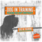 "Dog in TRAINING, please do not distract". Leash sleeve for dog training.