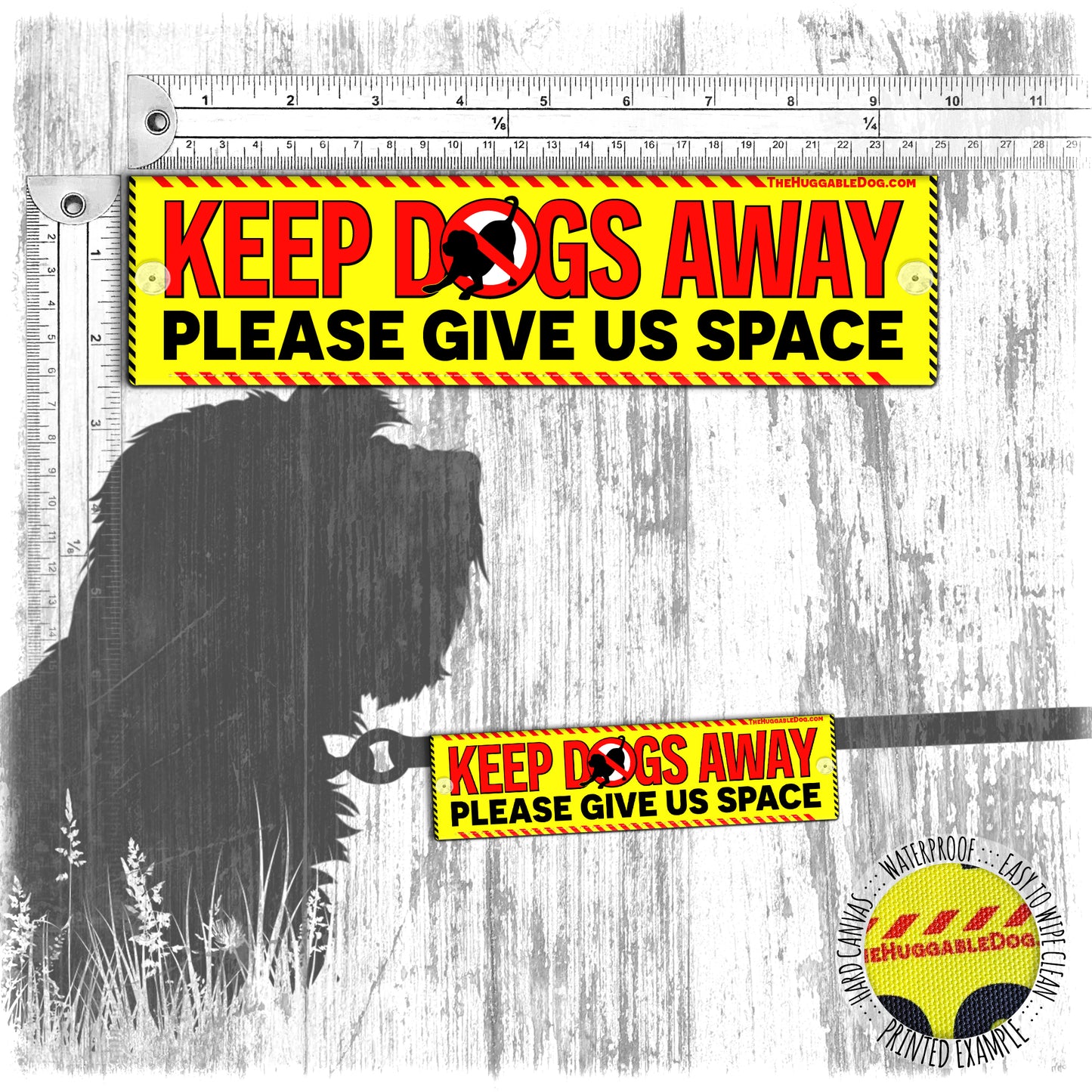 "Keep DOGS away, please give us SPACE". Leash sleeve for dog training.