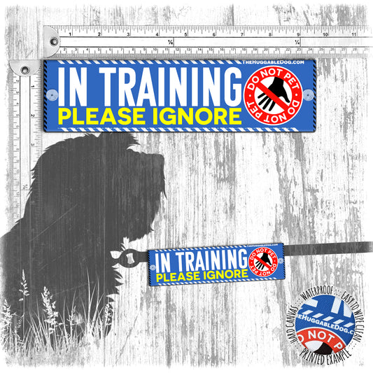 "In TRAINING, please ignore" DO NOT PET. Leash sleeve for dog training.