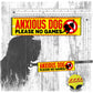 "ANXIOUS DOG, please no games". Warning leash sleeve for dogs.