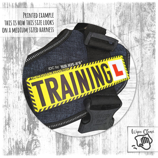 "TRAINING". Patches for dog harnesses. Supplied as a SINGLE item so you can mix and match.