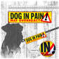 "DOG IN PAIN, may overreact". Warning leash sleeves for dog training.