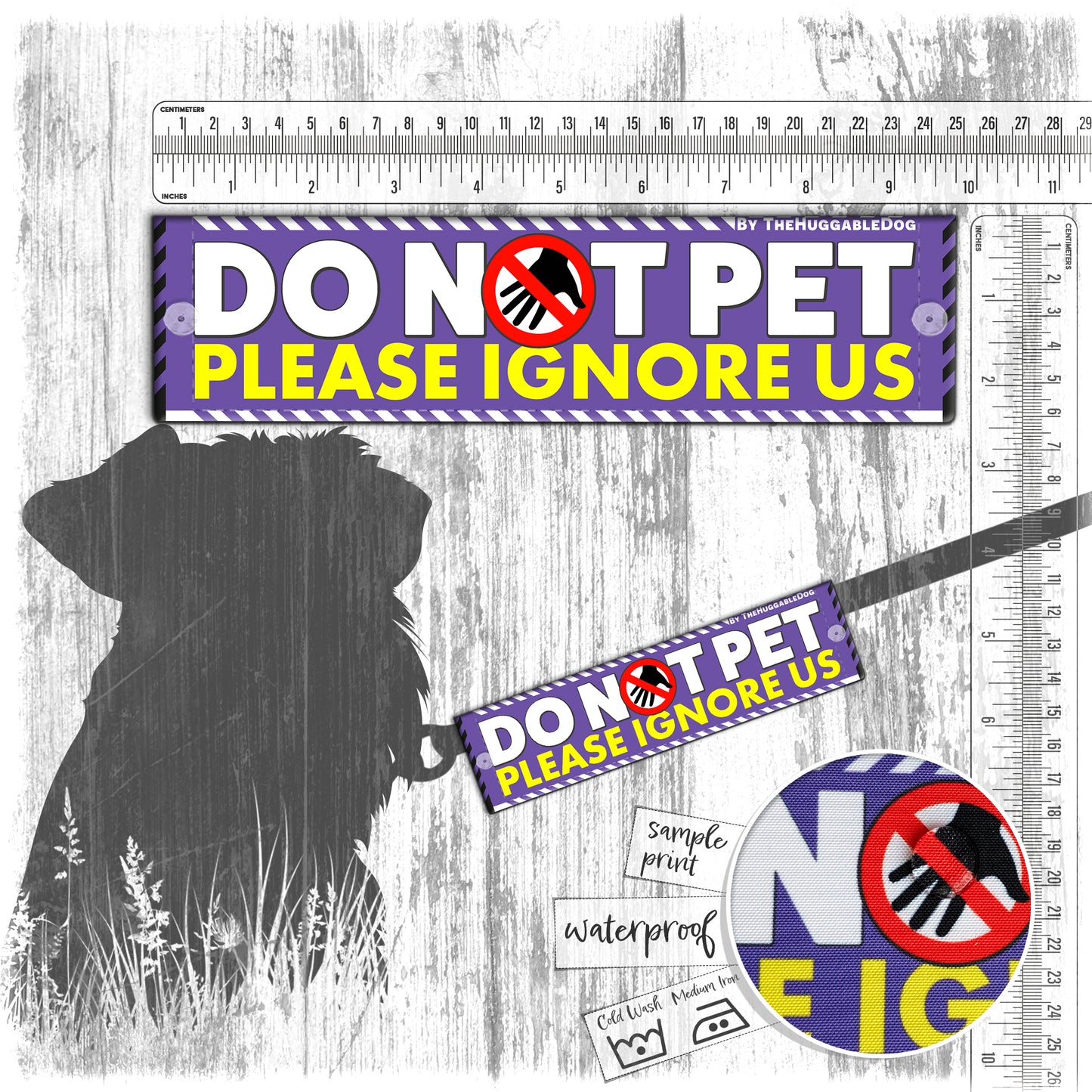 "DO NOT PET, please ignore us". Leash sleeve for dog training.